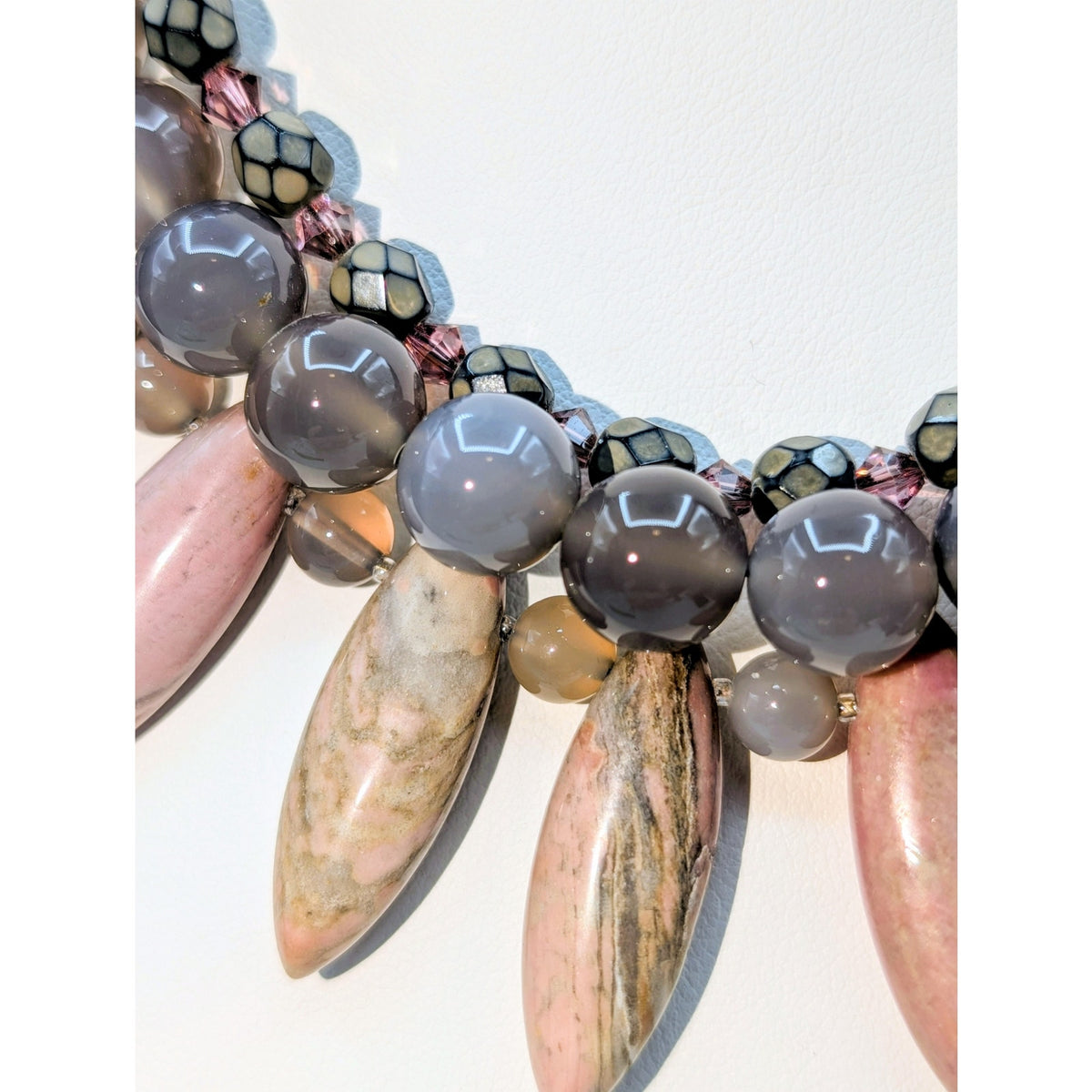 VTG Joshua Benbassat JBB Sterling 925 Stamped 16" Multi-Gem Rhodonite Necklace