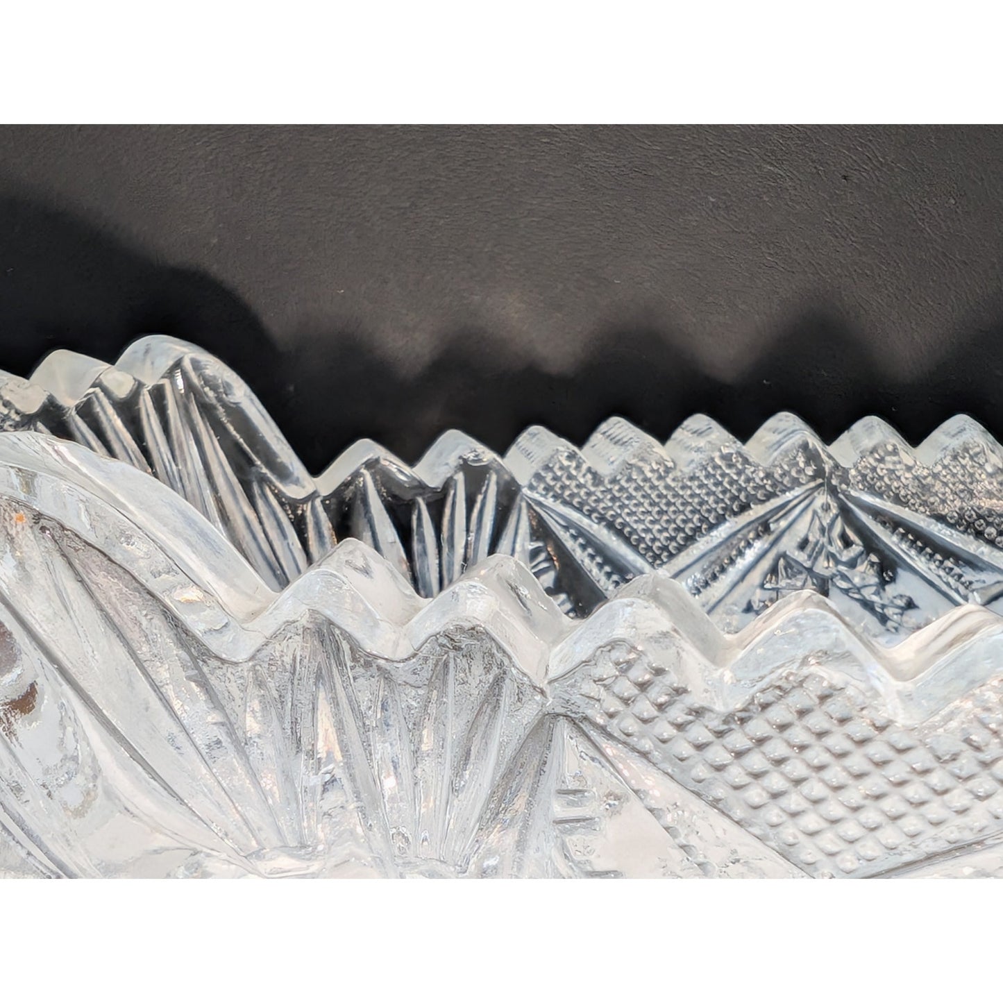 Antique Imperial Glass Co. Clear Pressed Glass Saw Tooth Edge Olive Relish Dish