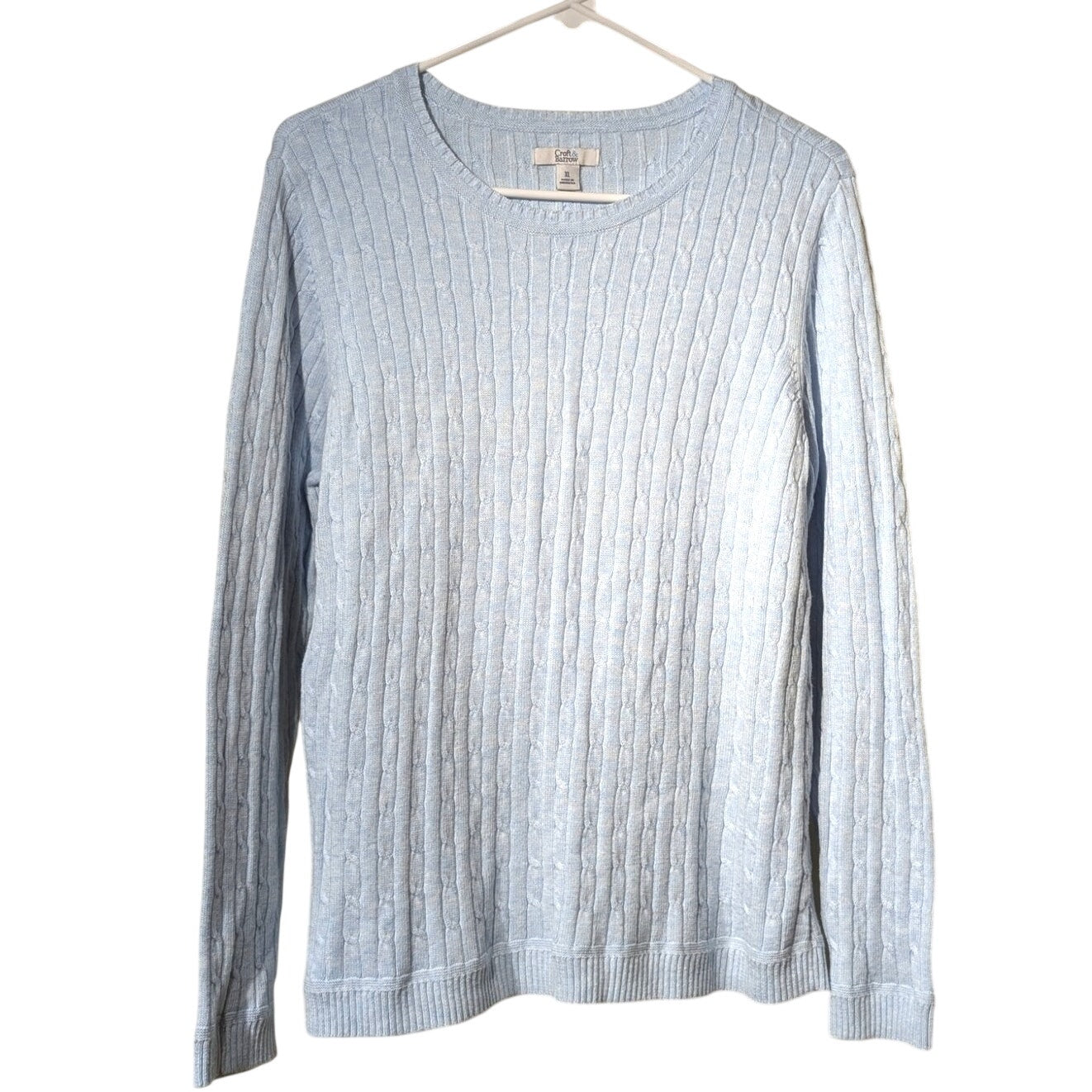 Croft & Barrow Light Blue Cable Crew Neck Pull Over Long Sleeve Sweater Sz XL