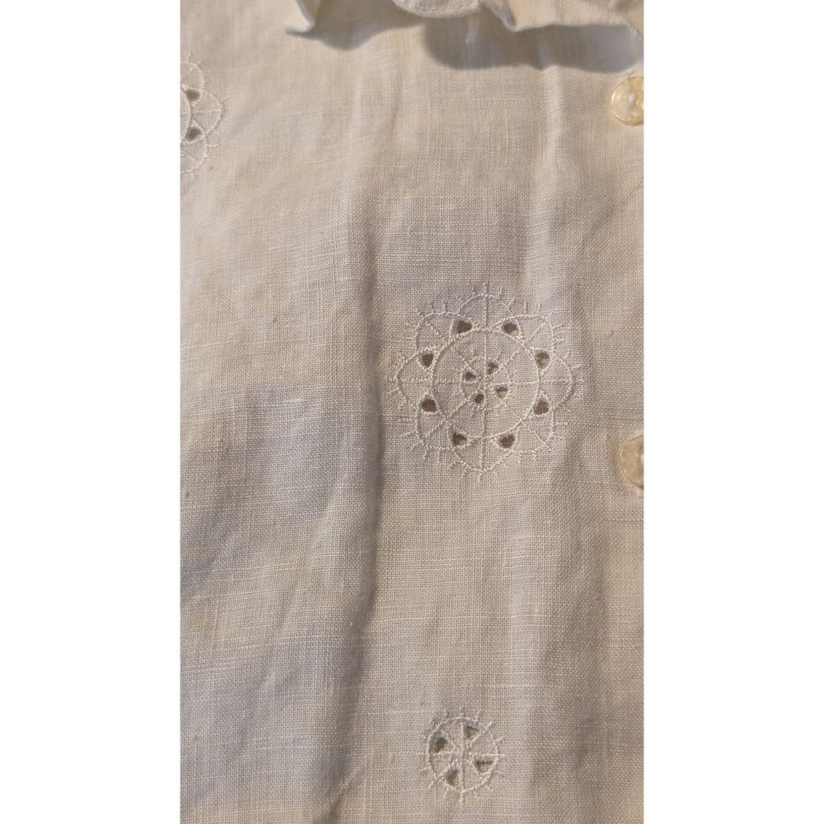 Outfit JPR 100% Pure Linen Cream Eyelet Detailing Button Front Top Womens Sz S