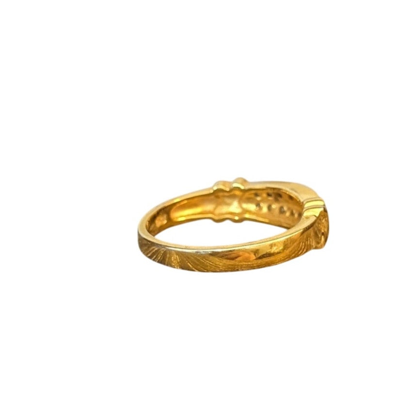 925 Sterling Silver Vermeil Two Tone X Diamond Band Ring Size 10