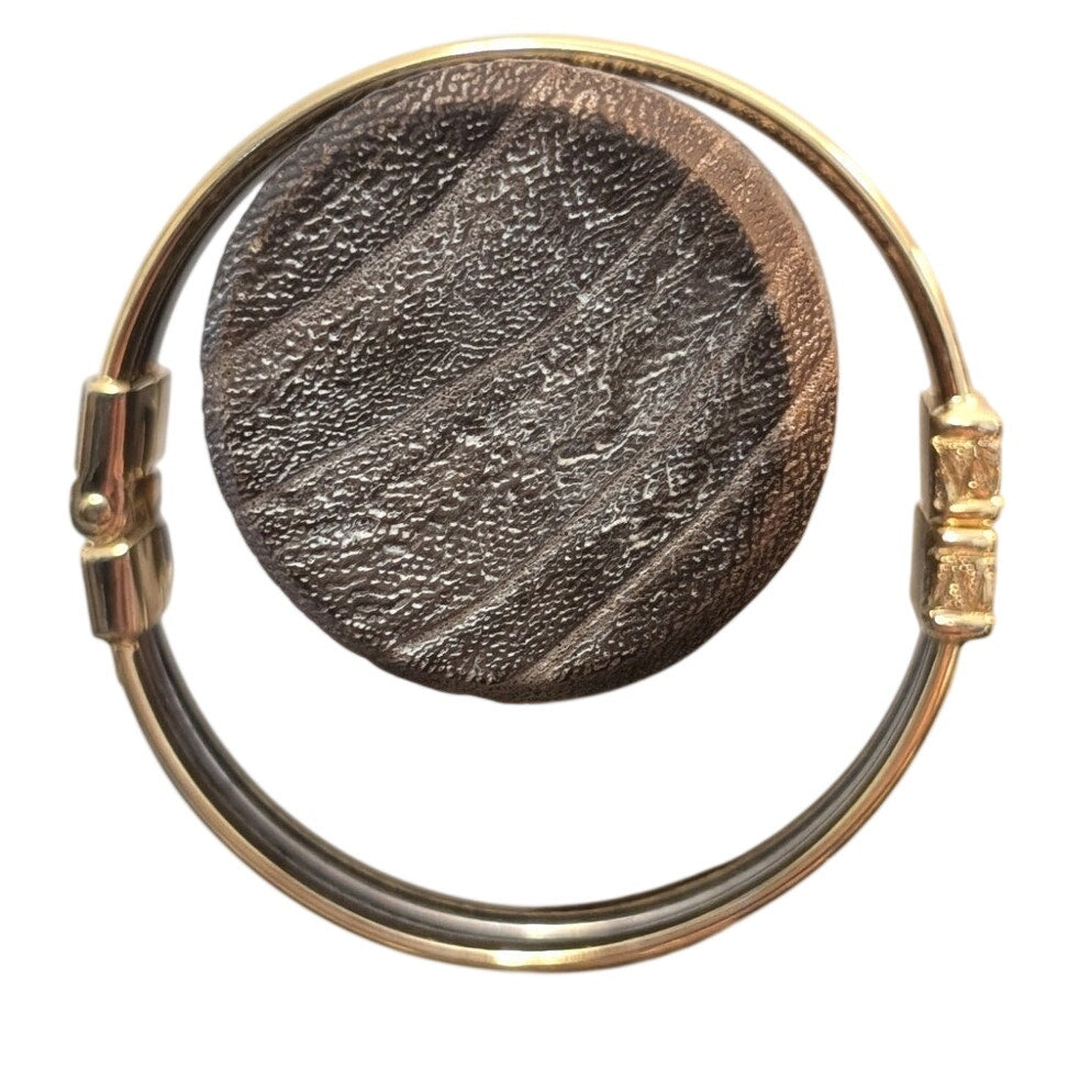Tri-Color Metal Clamper Style Bangle Bracelet