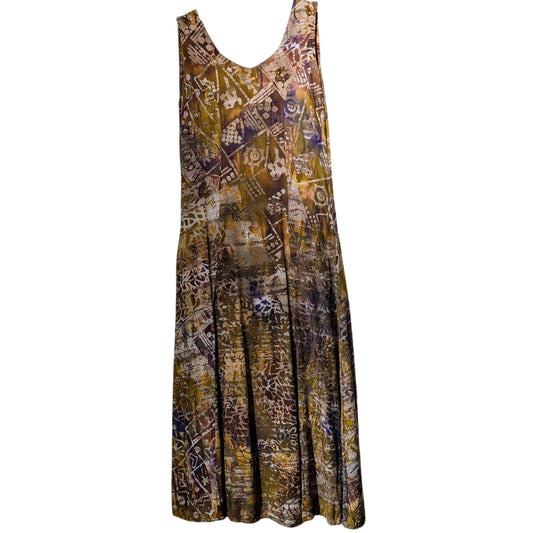 Hand Made In Indonesia 100% Rayon Sleeveless Tie Back Fall Color Dress Size S
