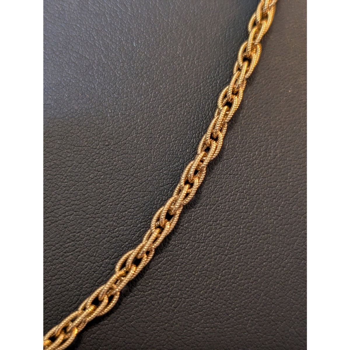 Vintage Signed Monet Textured Gold Tone 28" Necklace