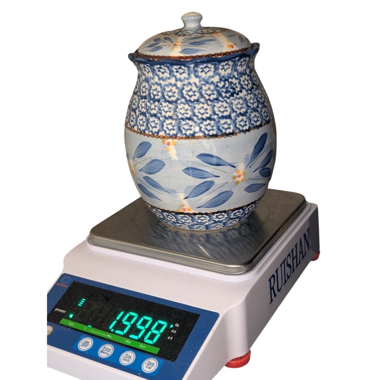 Old World Blue by Temp-Tations Ceramic Medium Canister & Lid