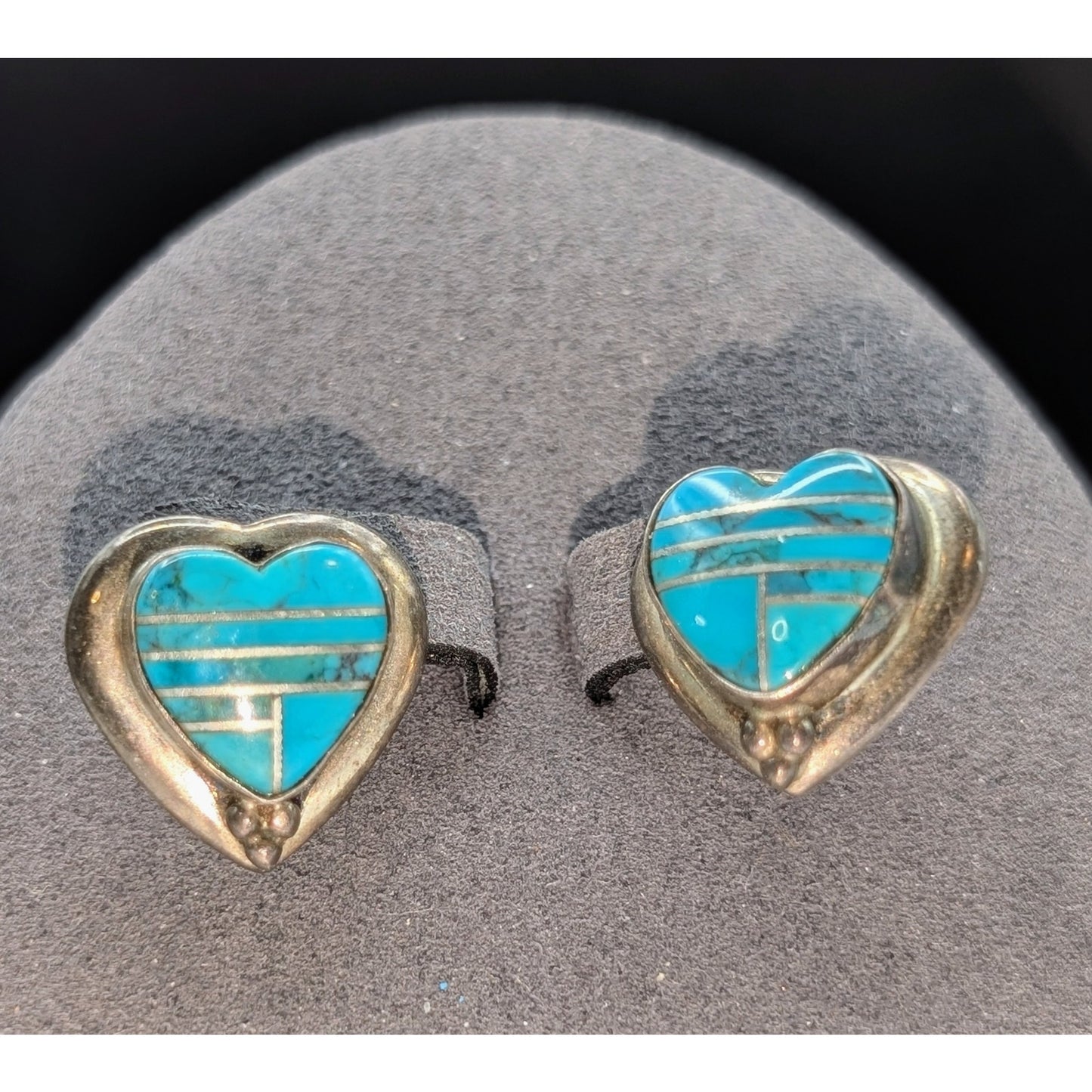 DTR Jay King Mine Finds Sterling Silver Inlaid Turquoise Heart Post Earrings