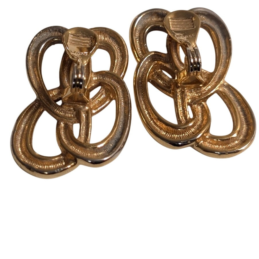 Vintage Monet Three Piece Gold Tone Brooch & Clip On Earring Jewelry Set