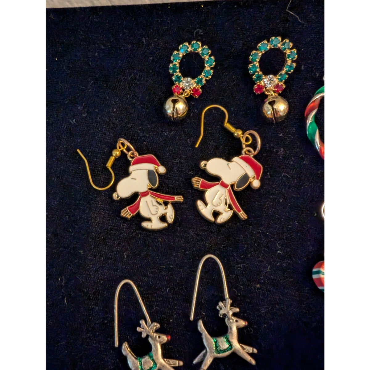 Vintage Lot of Eight Pair Christmas Themed Pierced Earrings