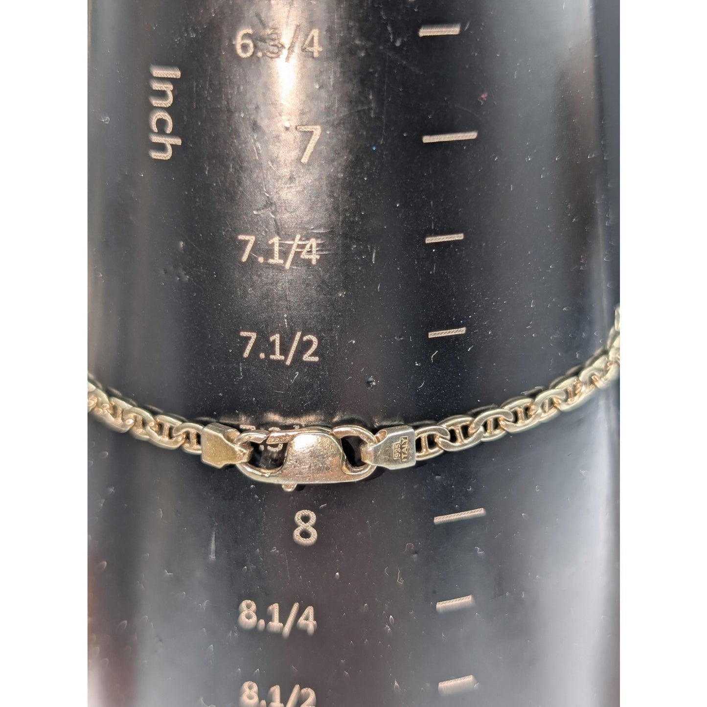 Vintage 925 Italy Sterling Silver Thin Mariner's Chain Link Bracelet