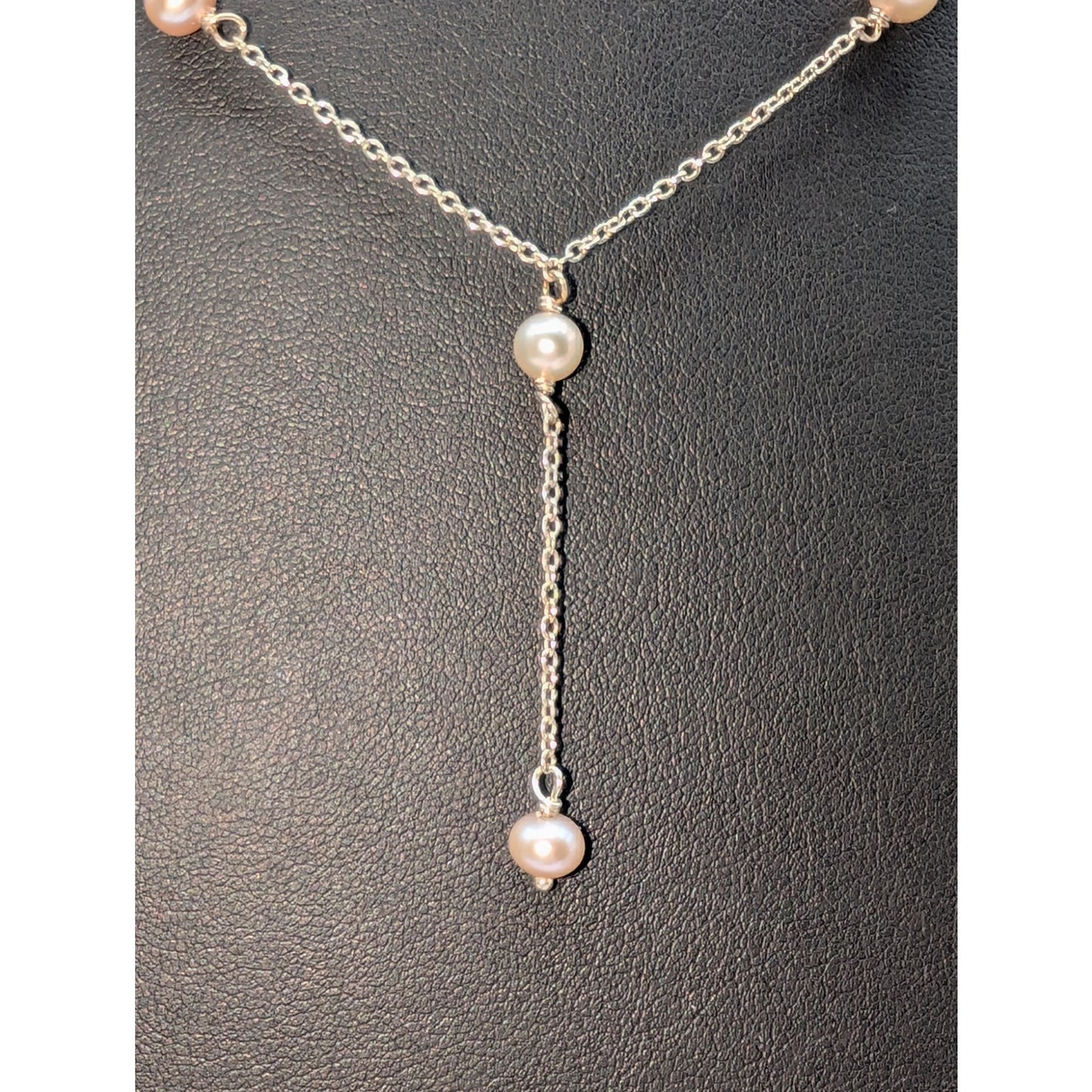 Genuine Pearl 925 Sterling Silver Chain 'Y' Drop 15.5"-18.5" Necklace
