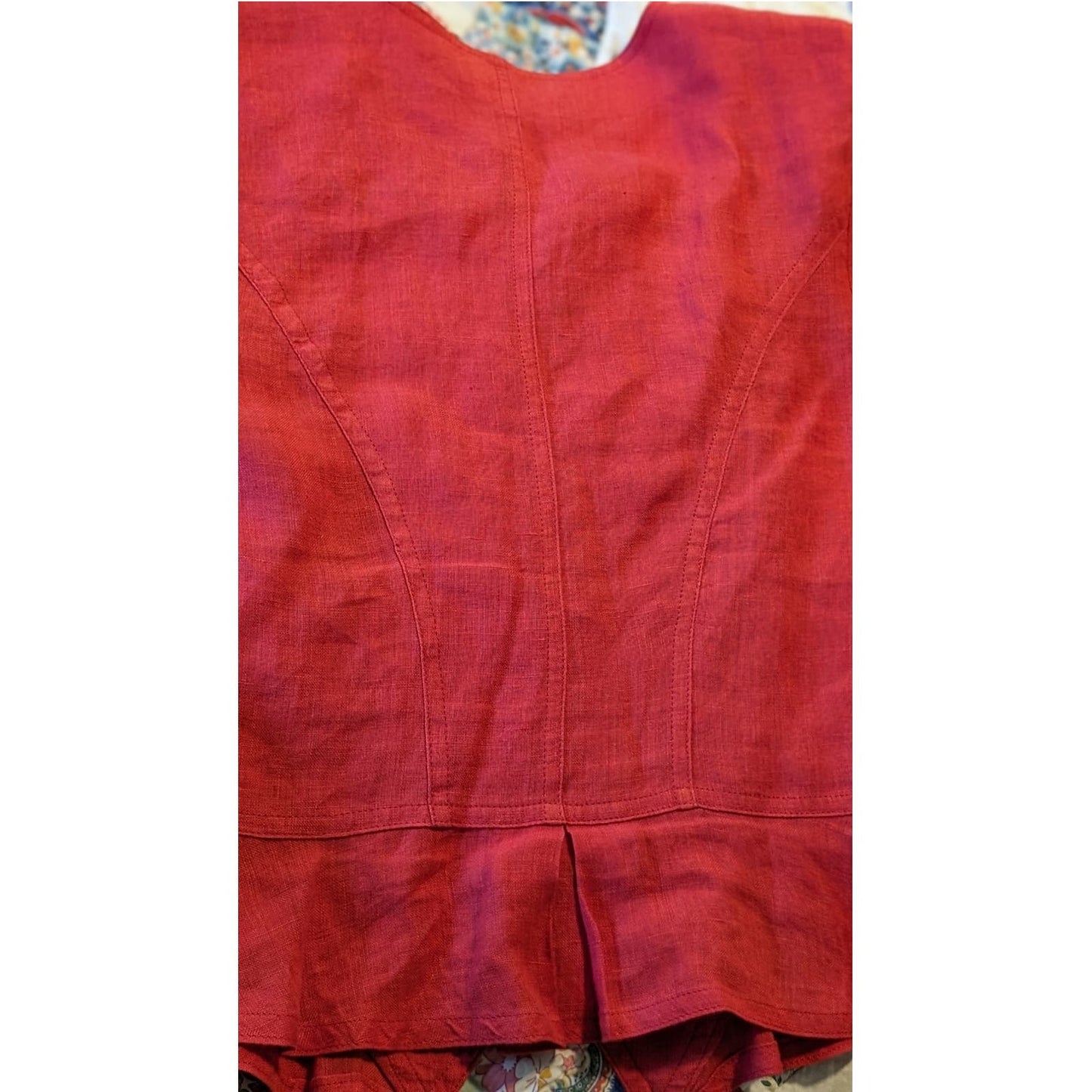 Resi Hammerer Red Vintage 80s Button Front Ruffle Three Quarter Sleeve Top Sz S