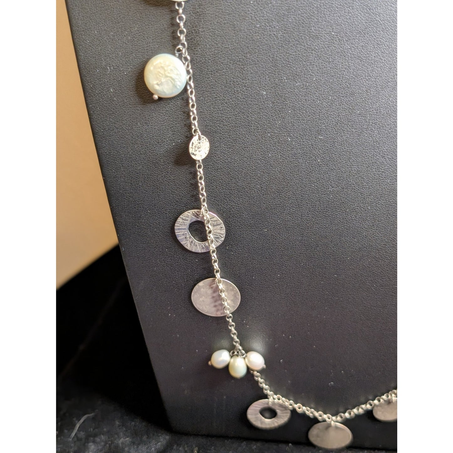 SILPADA Retired Pearl of a Girl Sterling Silver Coin & Pearl Dangle 36" Necklace