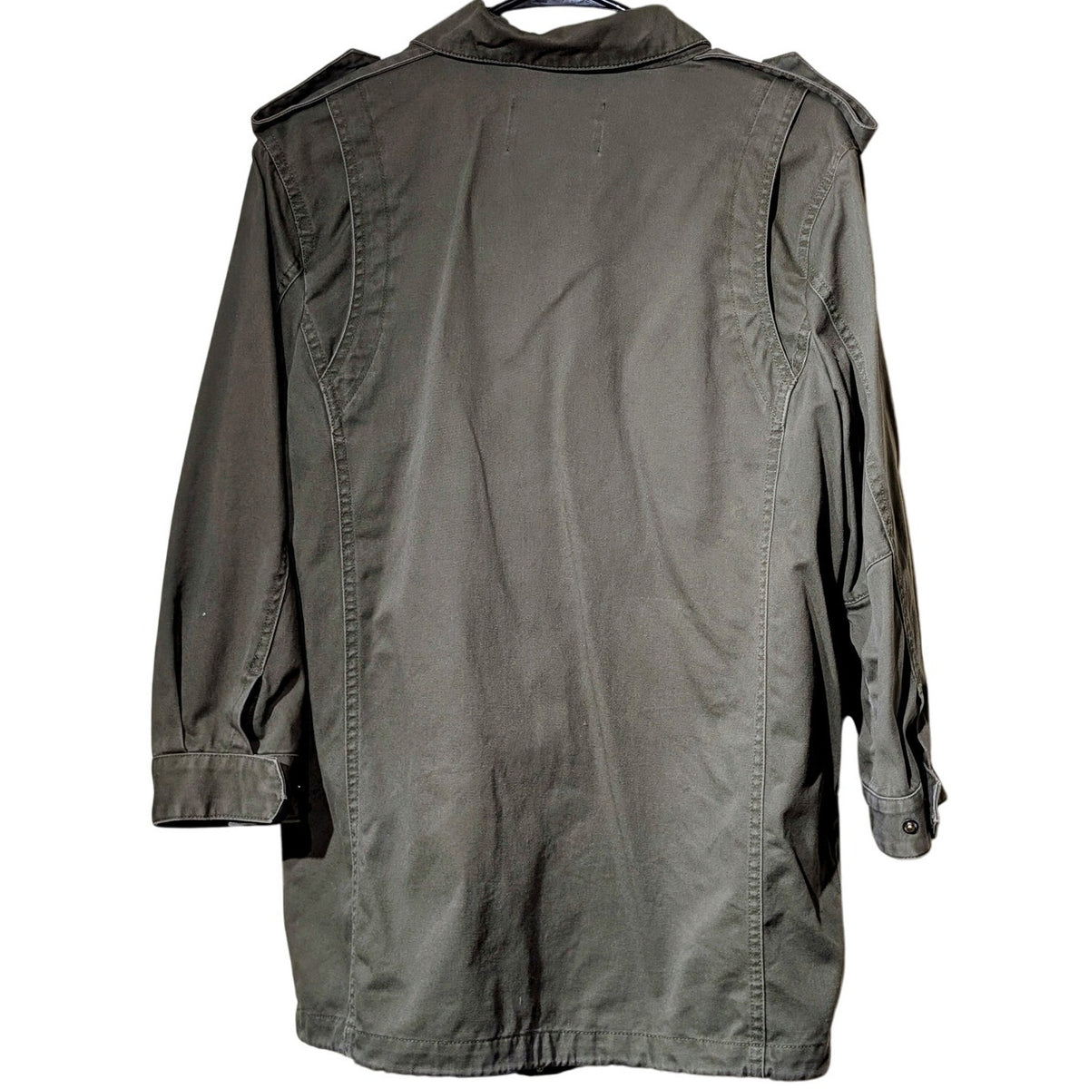 WhoWhatWear Olive Green Military Snap Front Draw String Bottom Jacket Sz M