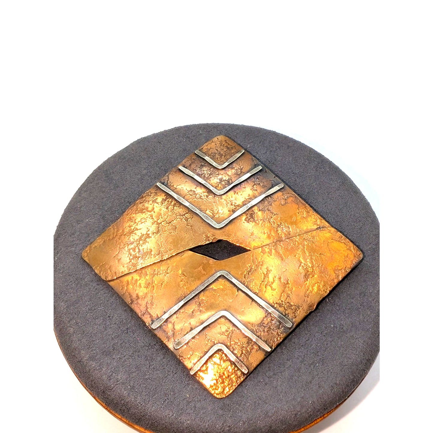 Signed Marjorie Baer of San Francisco Designer Vintage Mixed Metal Brooch