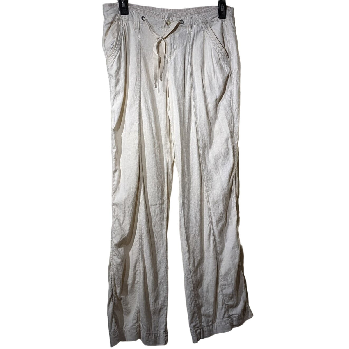 Sonoma Linen Blend Cream Draw String Pocket Wide Leg Pant Women's Sz 10