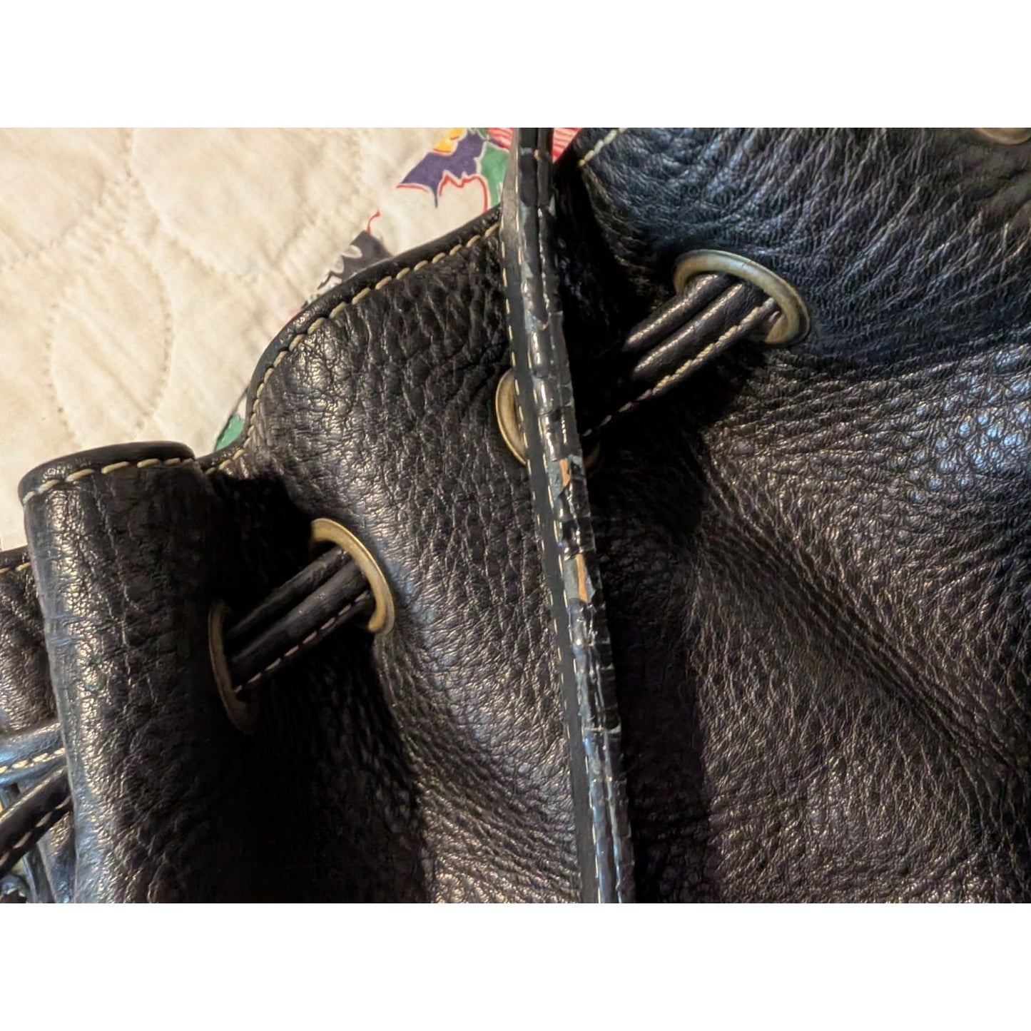 Barucci Leather Crossbody Drawstring Bucket Handbag