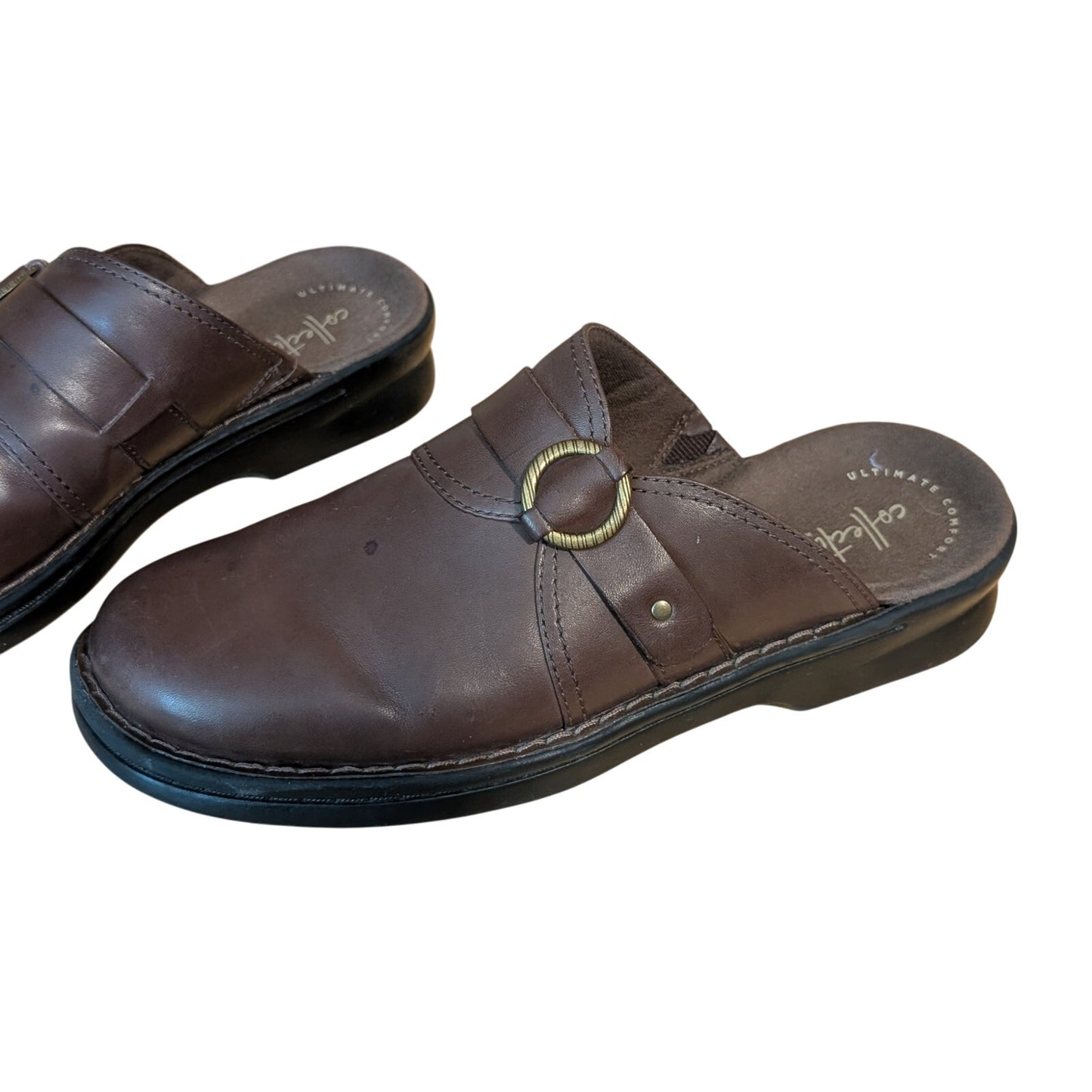 CLARKS Collection Women's Patty Keren Dark Brown Leather Mules Size 8