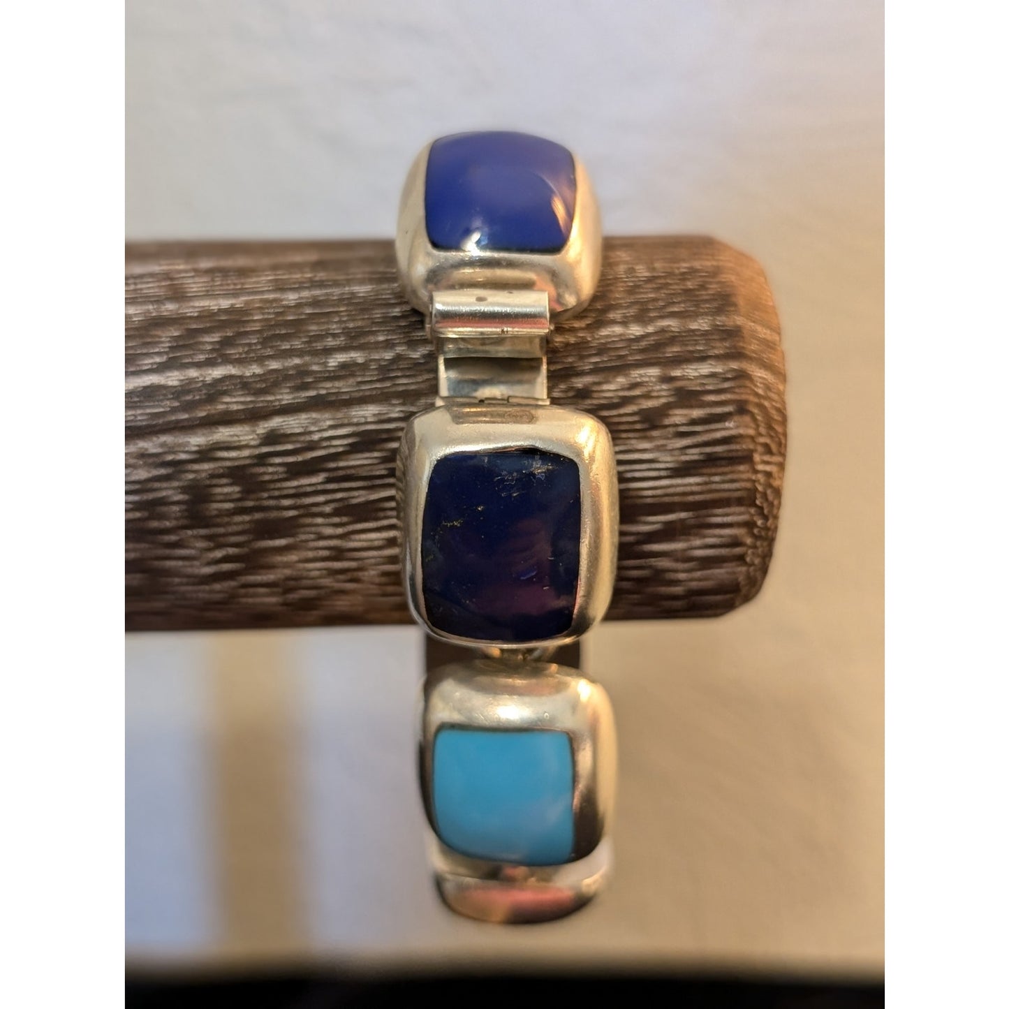 Taxco Mexico 925 Sterling Seven Stone Chunky Thick Link Bracelet