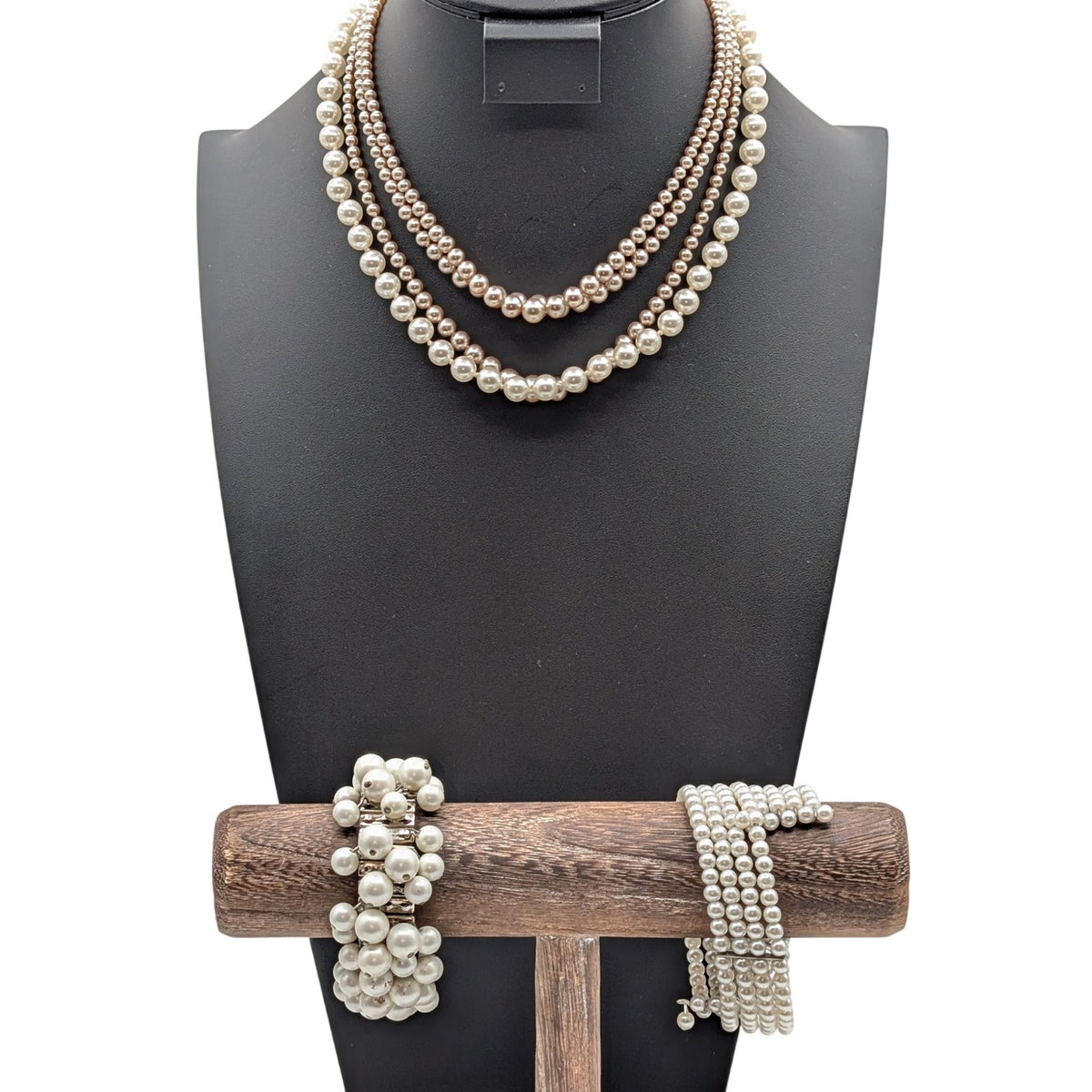 Vintage Lot of Two Pearl Necklaces and Two Pearl Bracelets