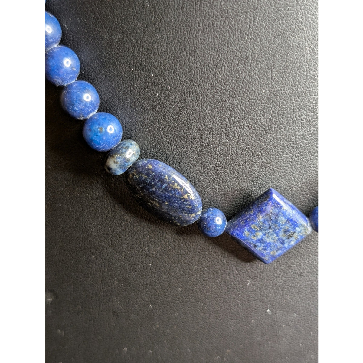 Natural Blue Egyptian Lapis Lazuli 6mm Round Stone Sailor's Clasp 16" Necklace