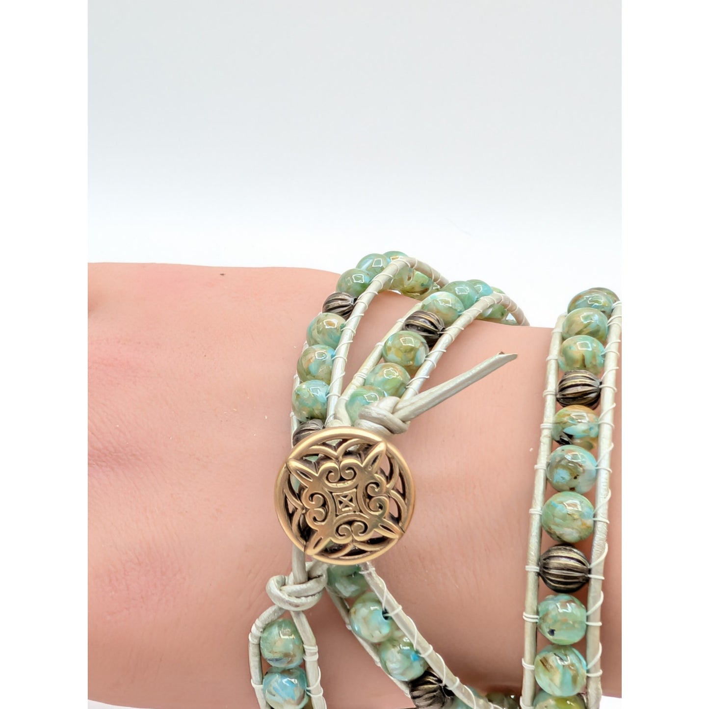 Green Acrylic Bead Wrap Bracelet