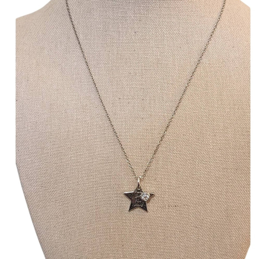 Reach for the Stars Pendant Silver Tone Necklace