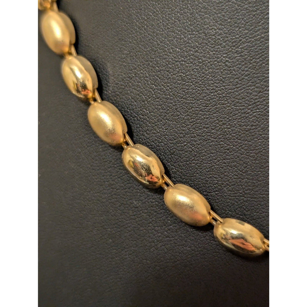Satin & Polished Finish Gold Tone Beaded 18"-20.5" Necklace