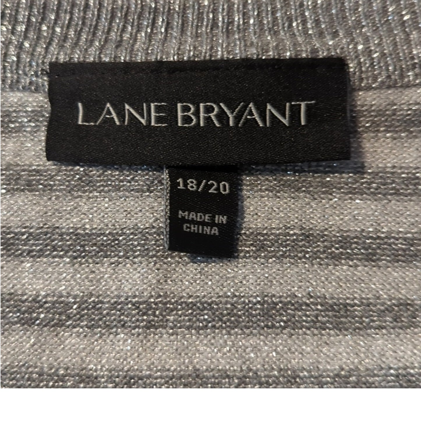 Lane Bryant Silver Metallic Striped Cardigan Wide Ribbed Hem and Cuffs Sz 18-20