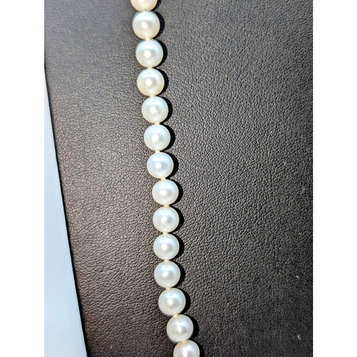 Vtg Marked 925 Sterling Approx. 12mm Genuine Pearl Hand Knotted 36" Necklace
