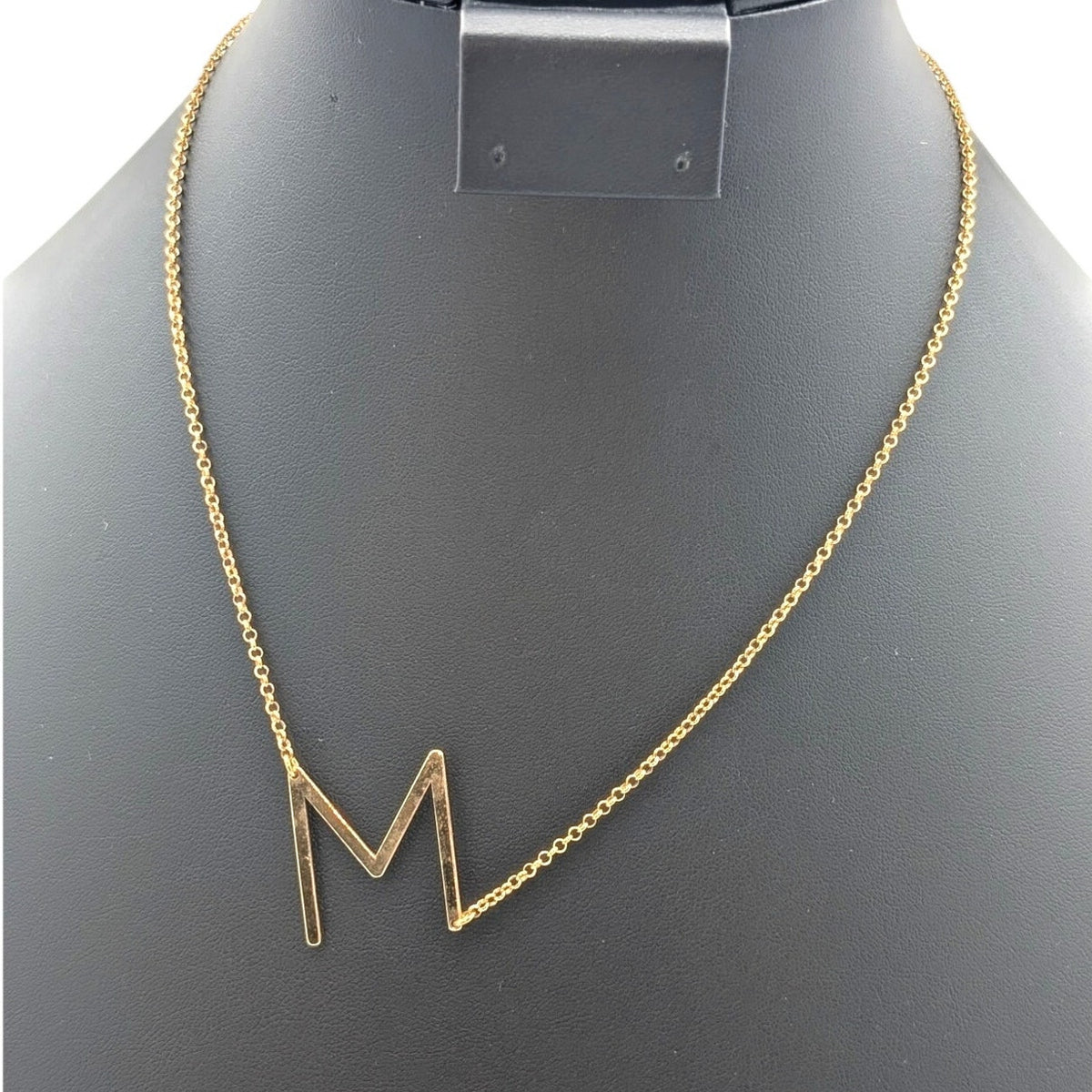 Marked 925 Sterling Vermeil Initial 'M' Pendant Chain 18" Necklace