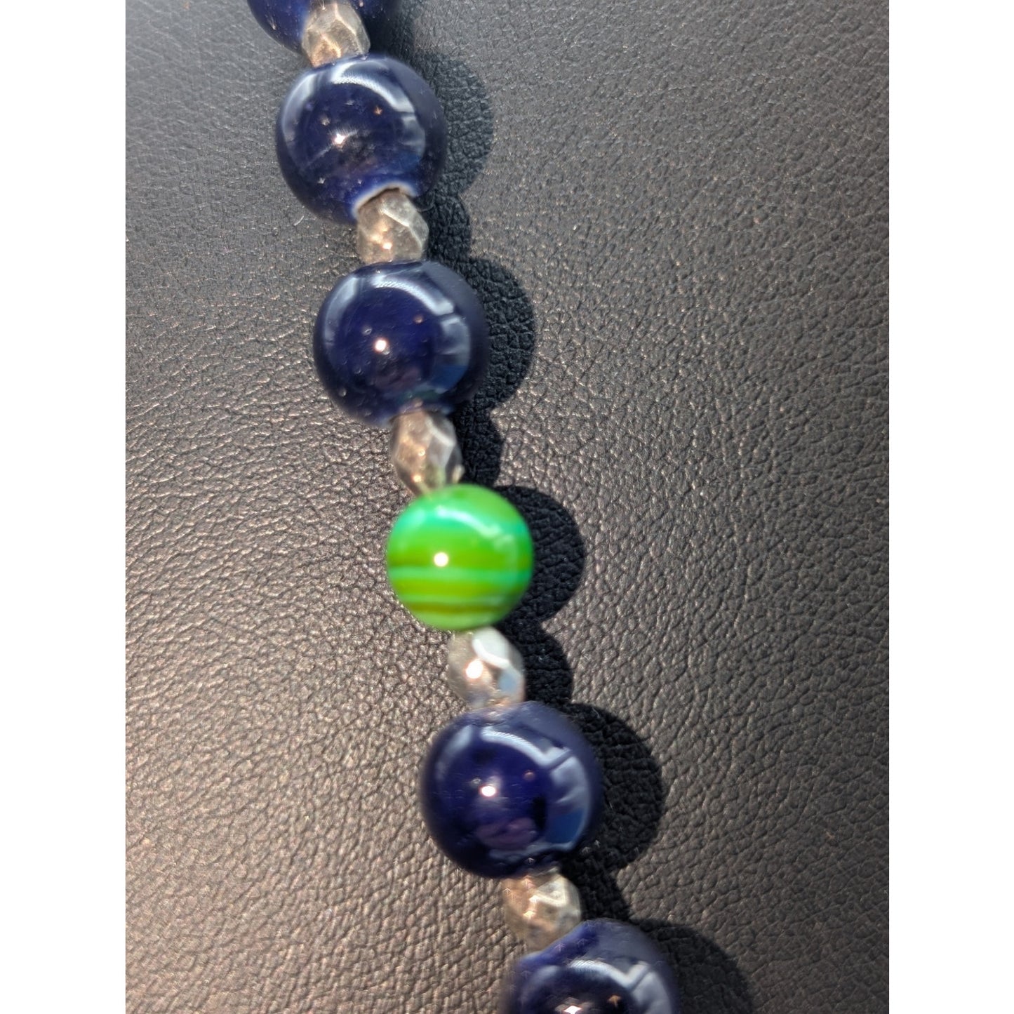 Lot of Blue Green Peacock Glass Czech Shell Crystal 3 Necklaces & 4 Bracelets