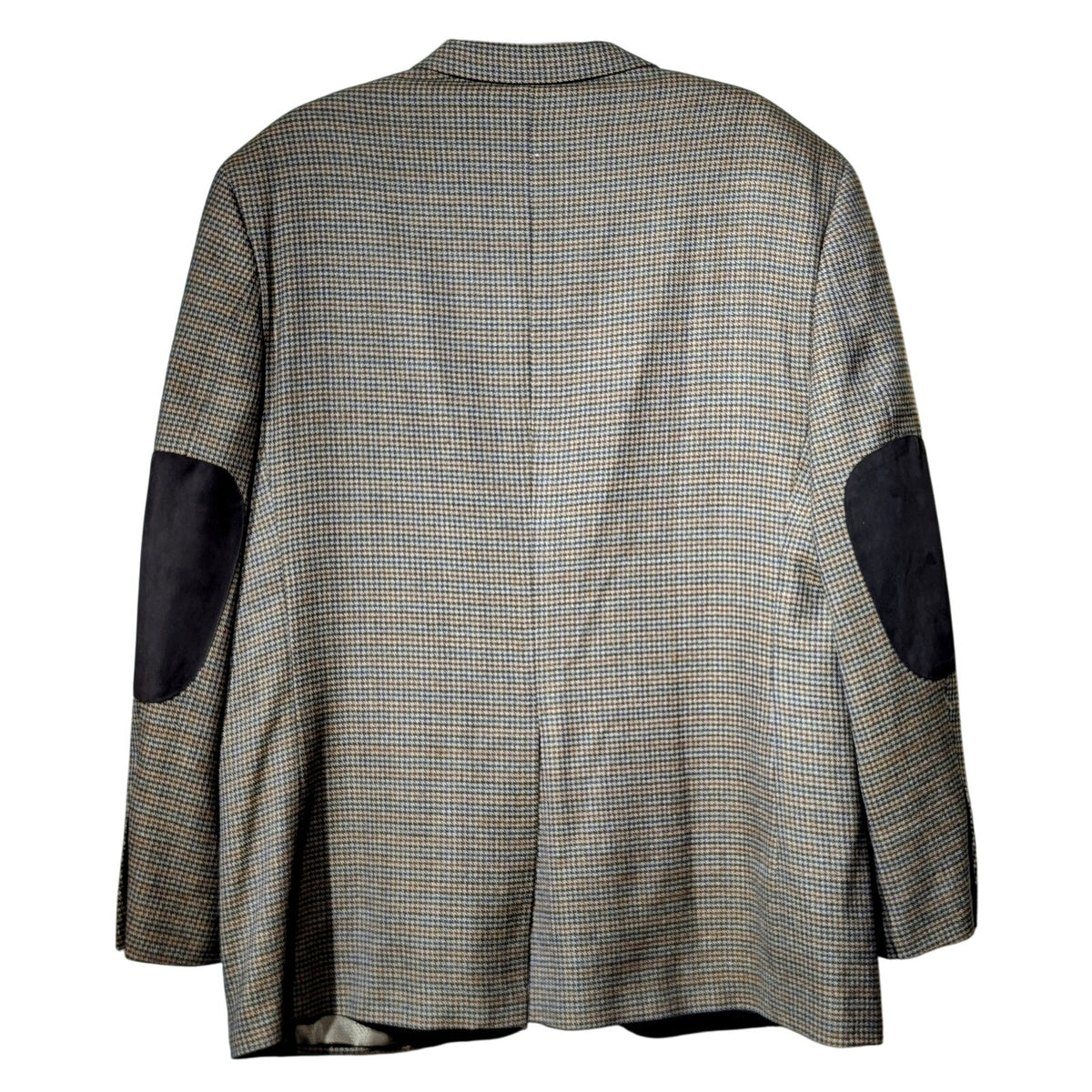 Tasso Elba Macy's Elbow Patch 100% Wool Brown Houndstooth Sports Coat Mens 44R