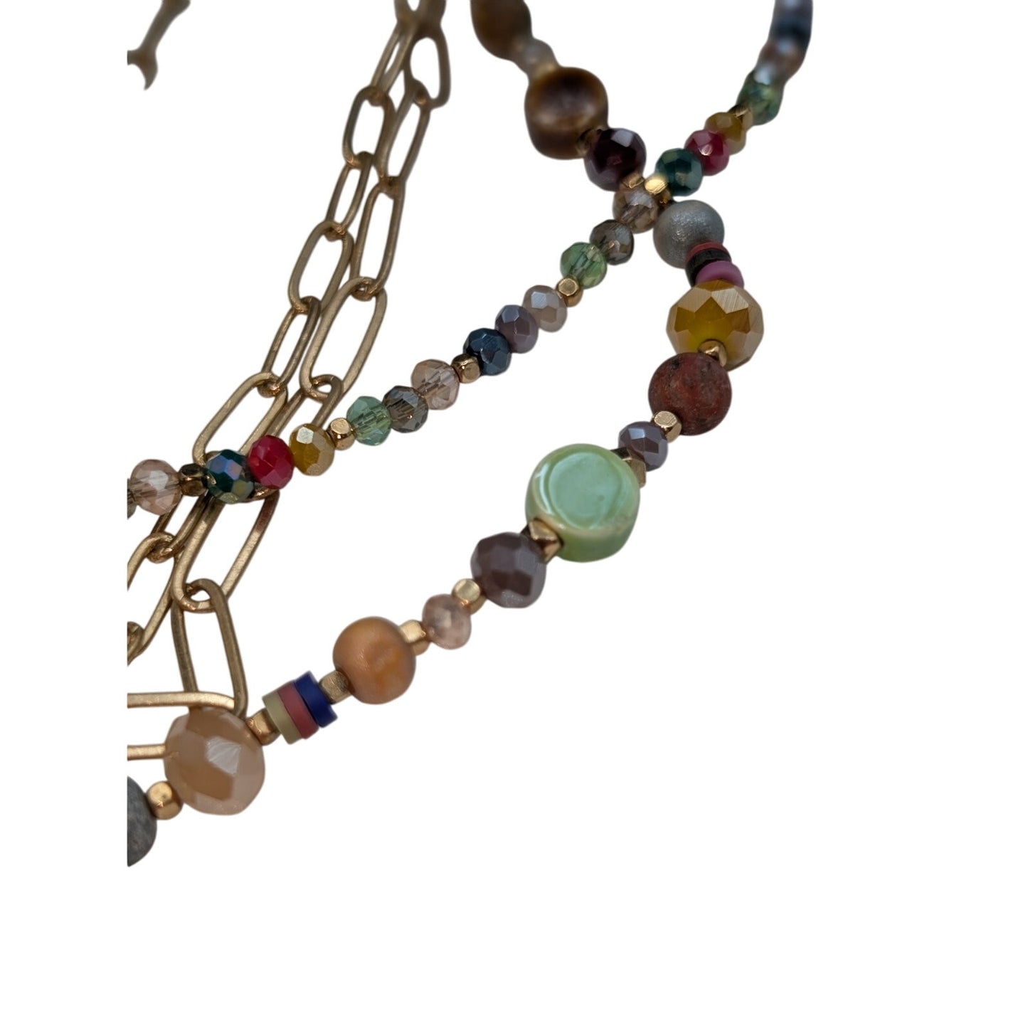 Rain Multi-Strand Beaded Chain Gold Tone Necklace & Earring Set NWT