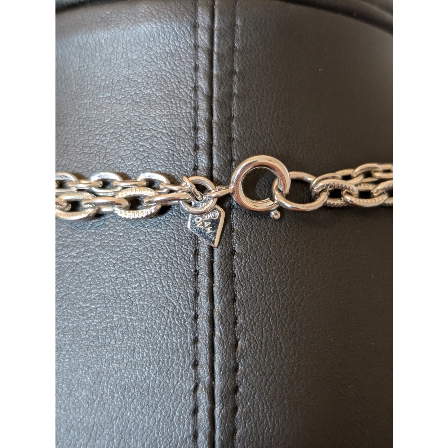 Sarah Cov Vintage Double Layer Silver Tone Textured Chain Necklace