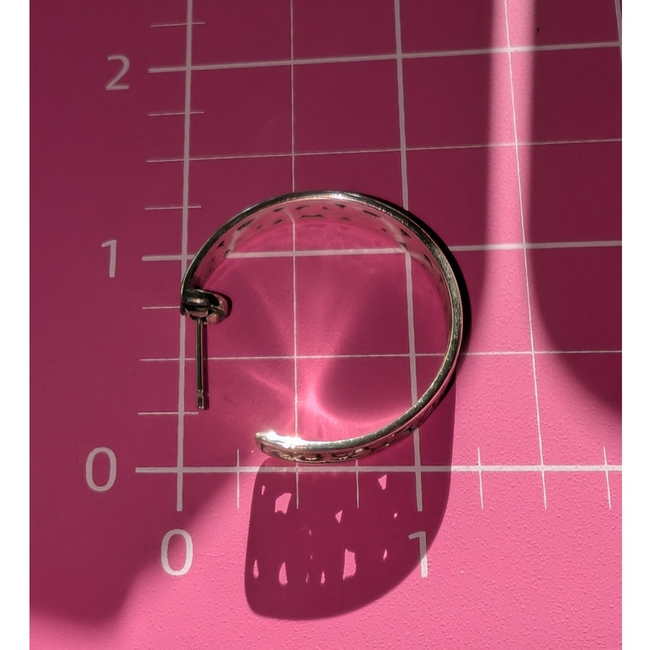 Silver Plated Cut Out Design 3/4 Hoop Earrings