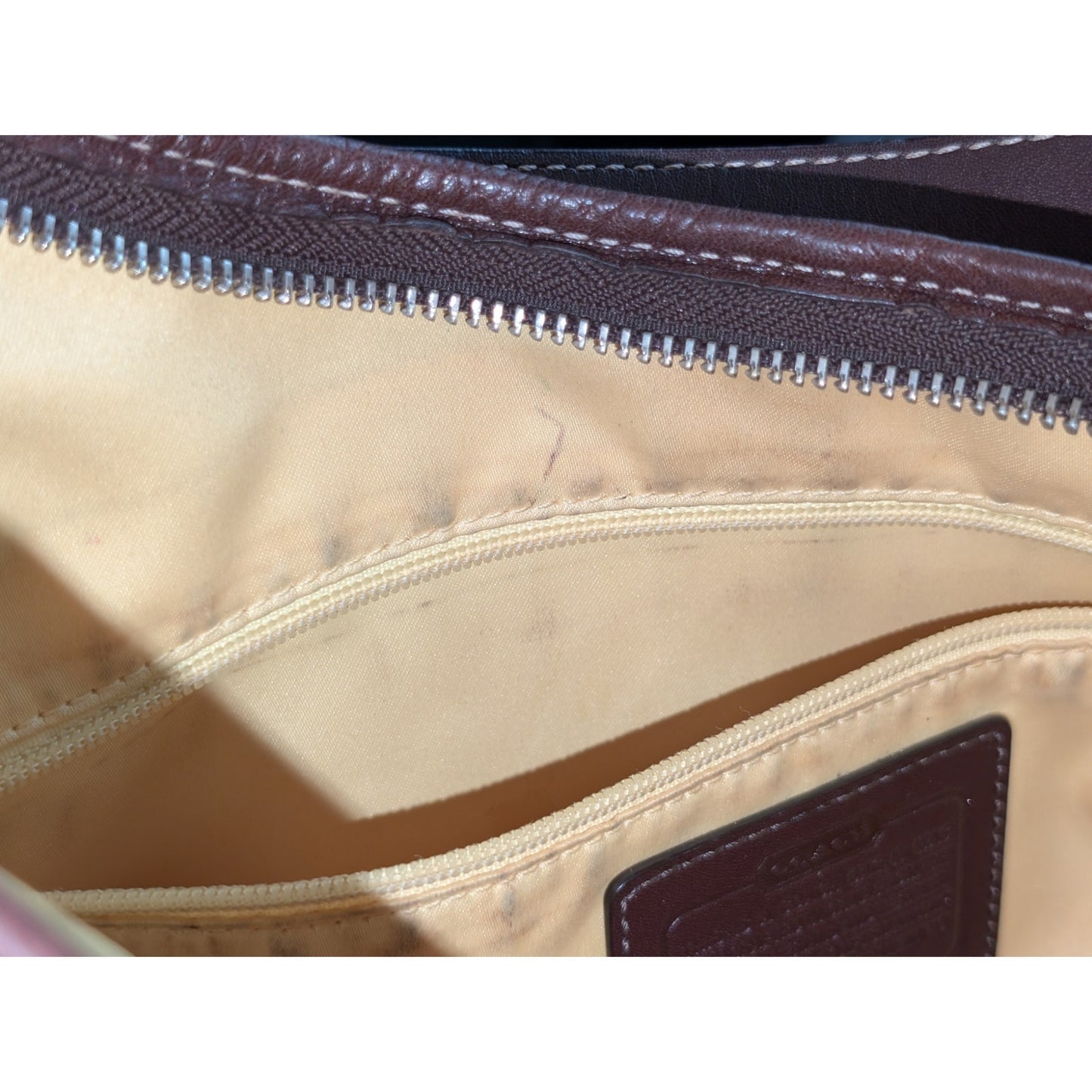 Coach F14476 Signature Stripe Chelsea Coated Canvas Leather Hobo Shoulder Bag