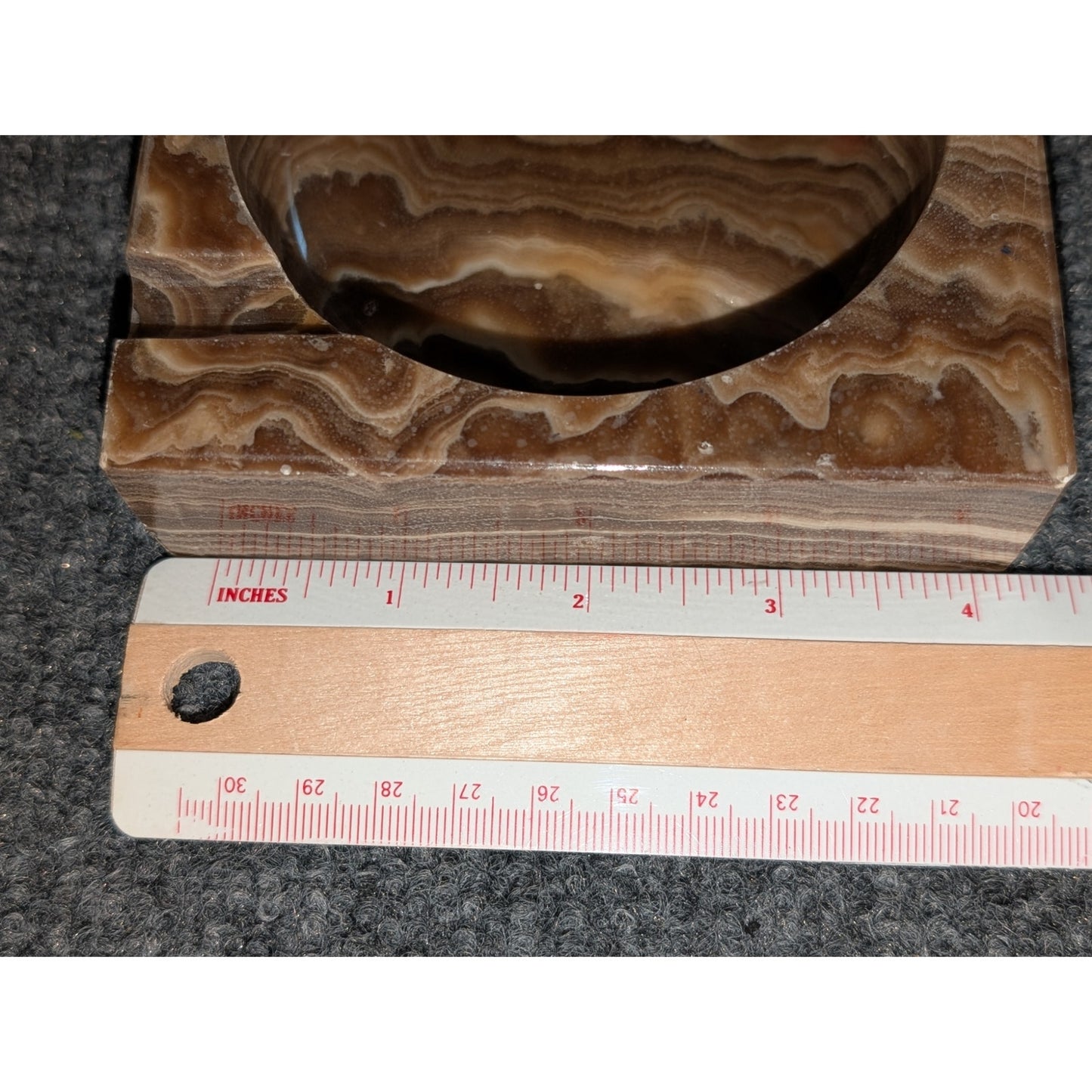 Vintage Mid Century Modern Brown Banded Agate Ashtray