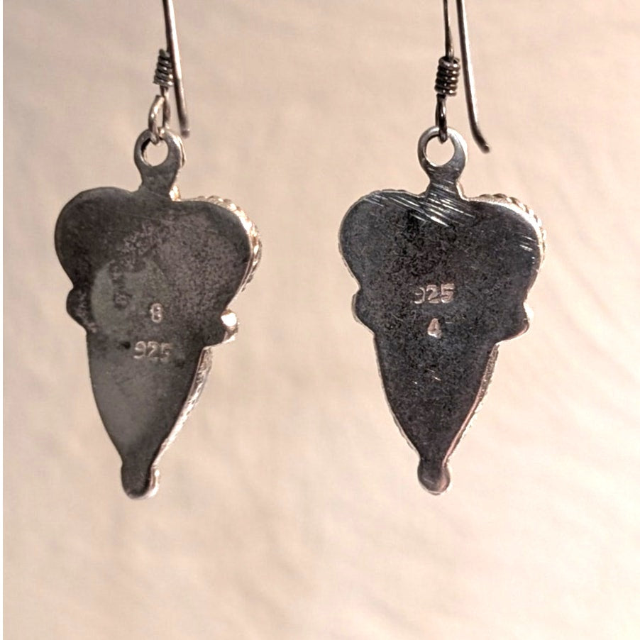 VTG Garnet (January Birthstone)  & Quartz 925 Sterling Silver Dangle Earrings