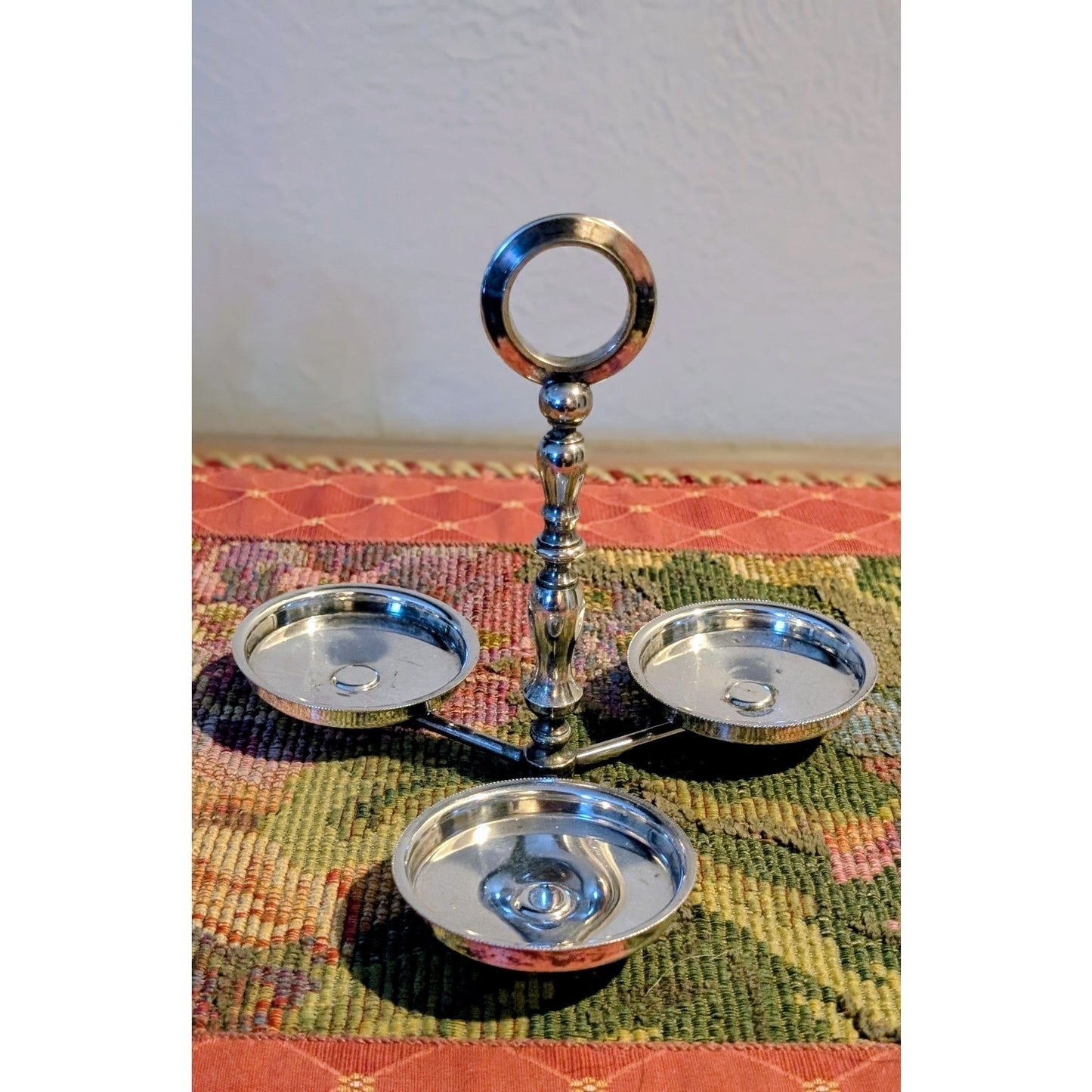 Vintage Silver Plated 3 Condiment Caddy Holder PM ITALY