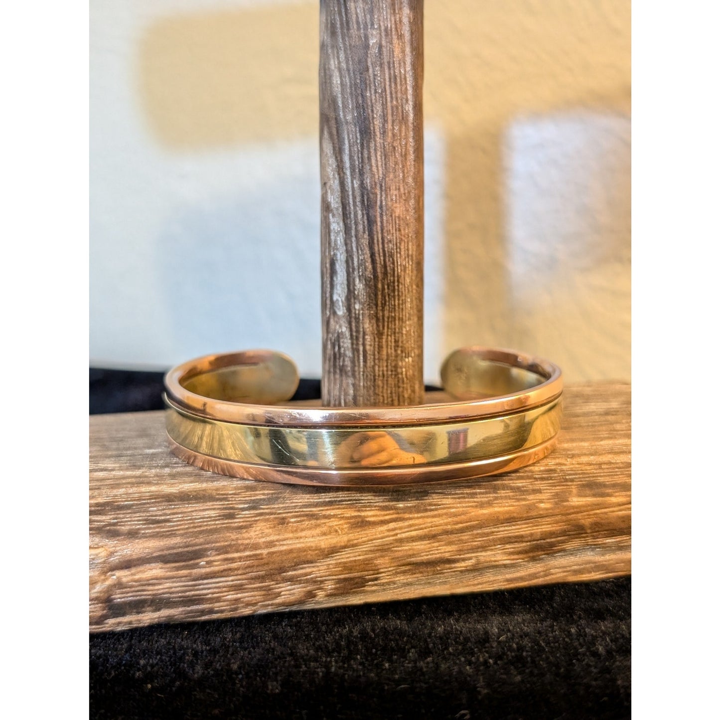 Vintage SC Anchor Sausalito Craftworks Copper & Brass Modernist Cuff Bracelet