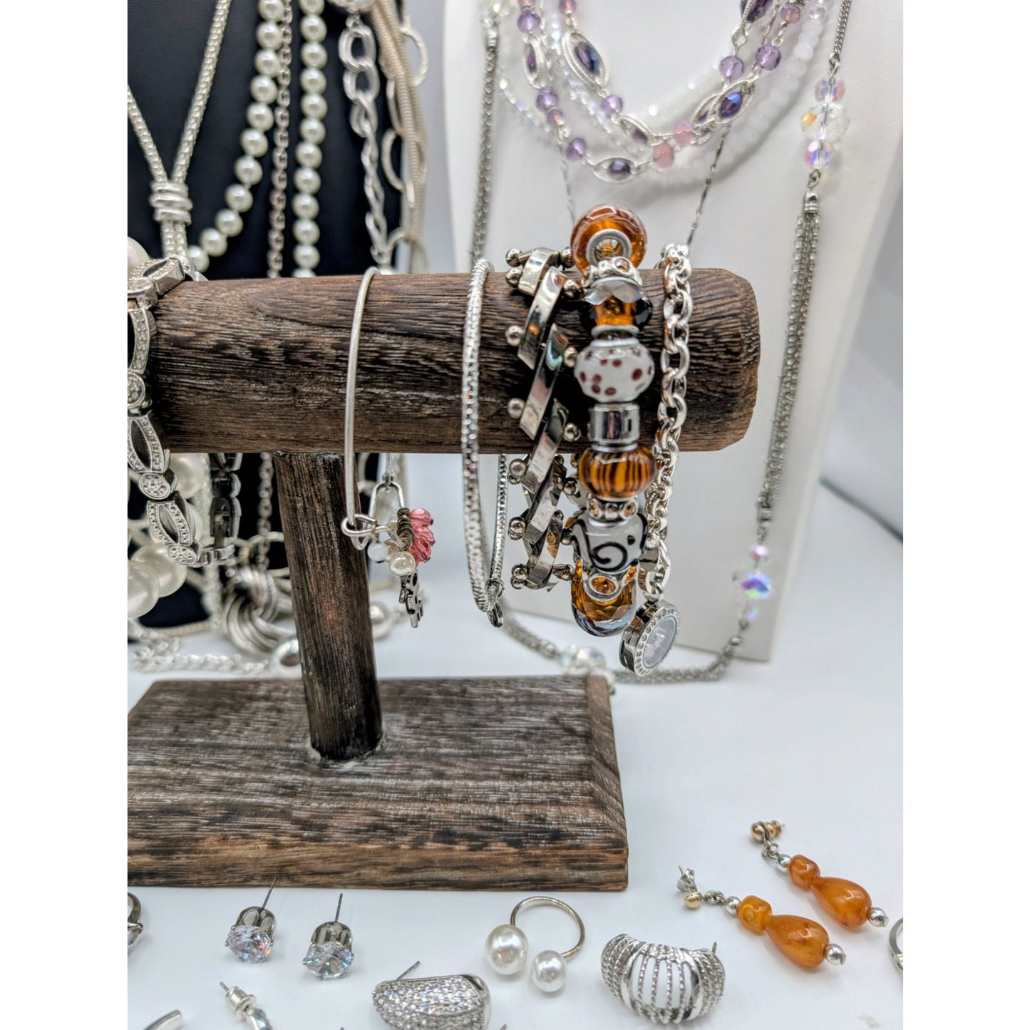Reseller's Delight 47 Piece Silver Tone Vintage to Modern Costume Jewelry Lot