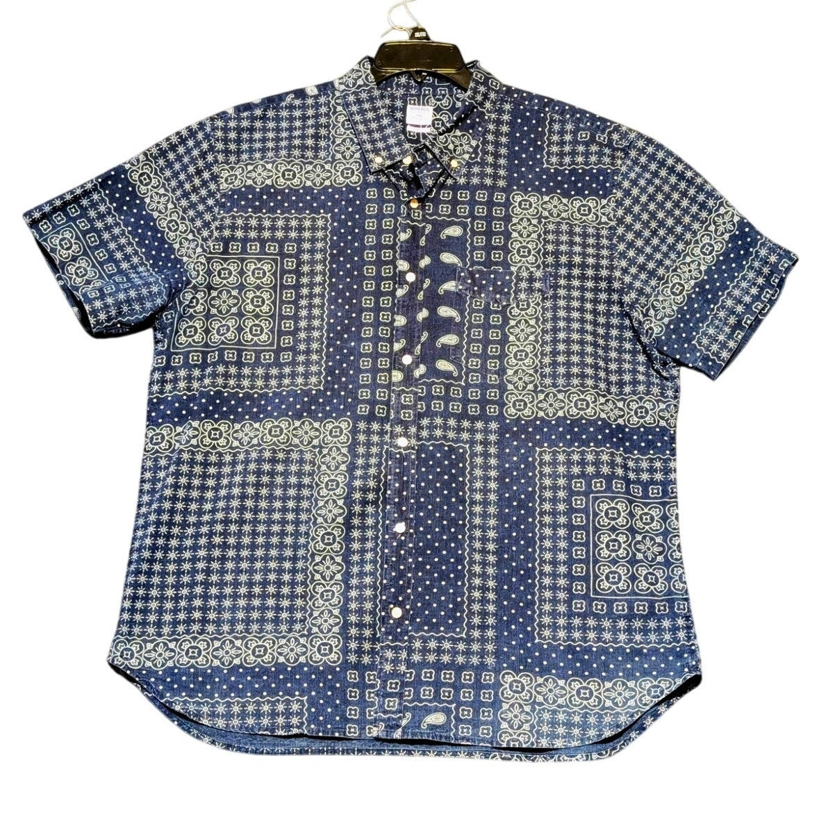 Bonobos Chambray Floral/Paisley Slim Fit Short Sleeve Button Down Mens' XXL