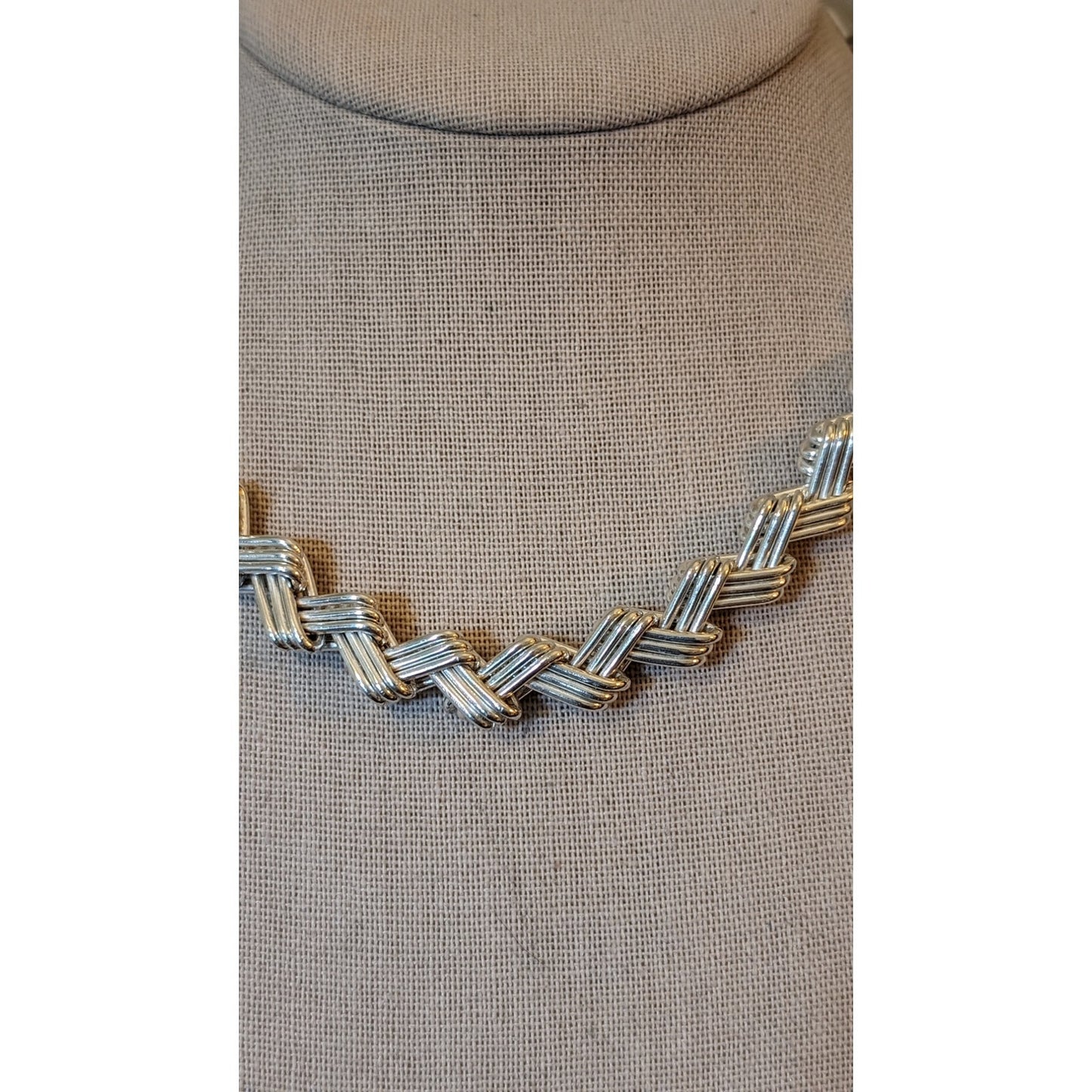 Vintage Mexico Modernist 925Sterling Silver Solid Zig Zag Necklace Bracelet Set