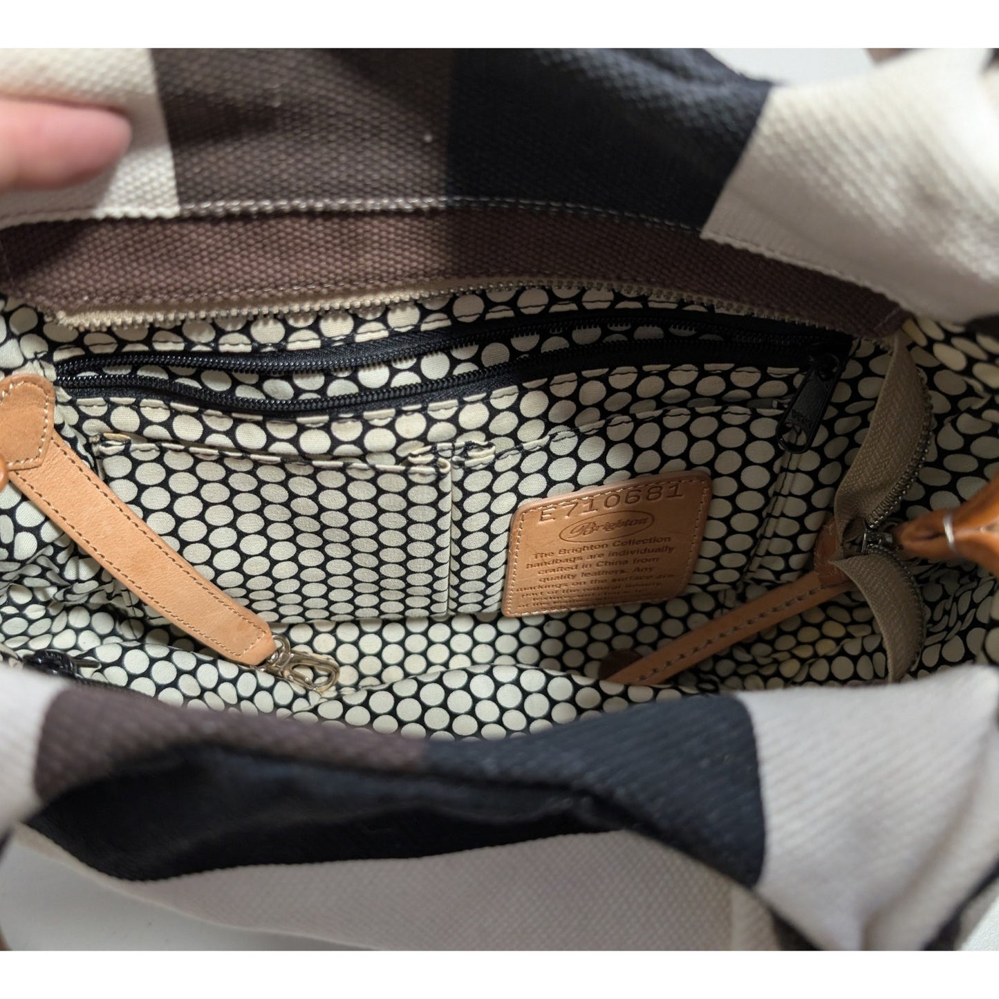 Brighton Brewster Nautical Striped Canvas Leather Handle Star Bottom Bag
