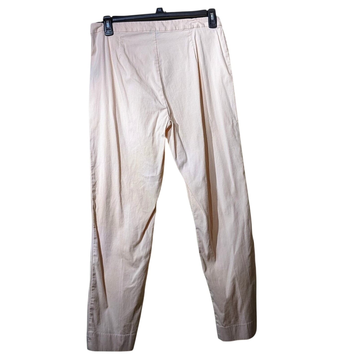 Ralph Lauren Pale Pink Striped Cotton Stretch Side Button Flat Front Pant Sz 10