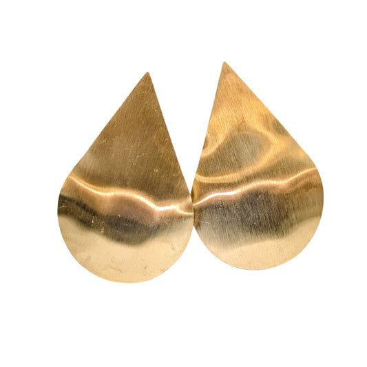 Gold Tone Tear Drop Pierced Earrings