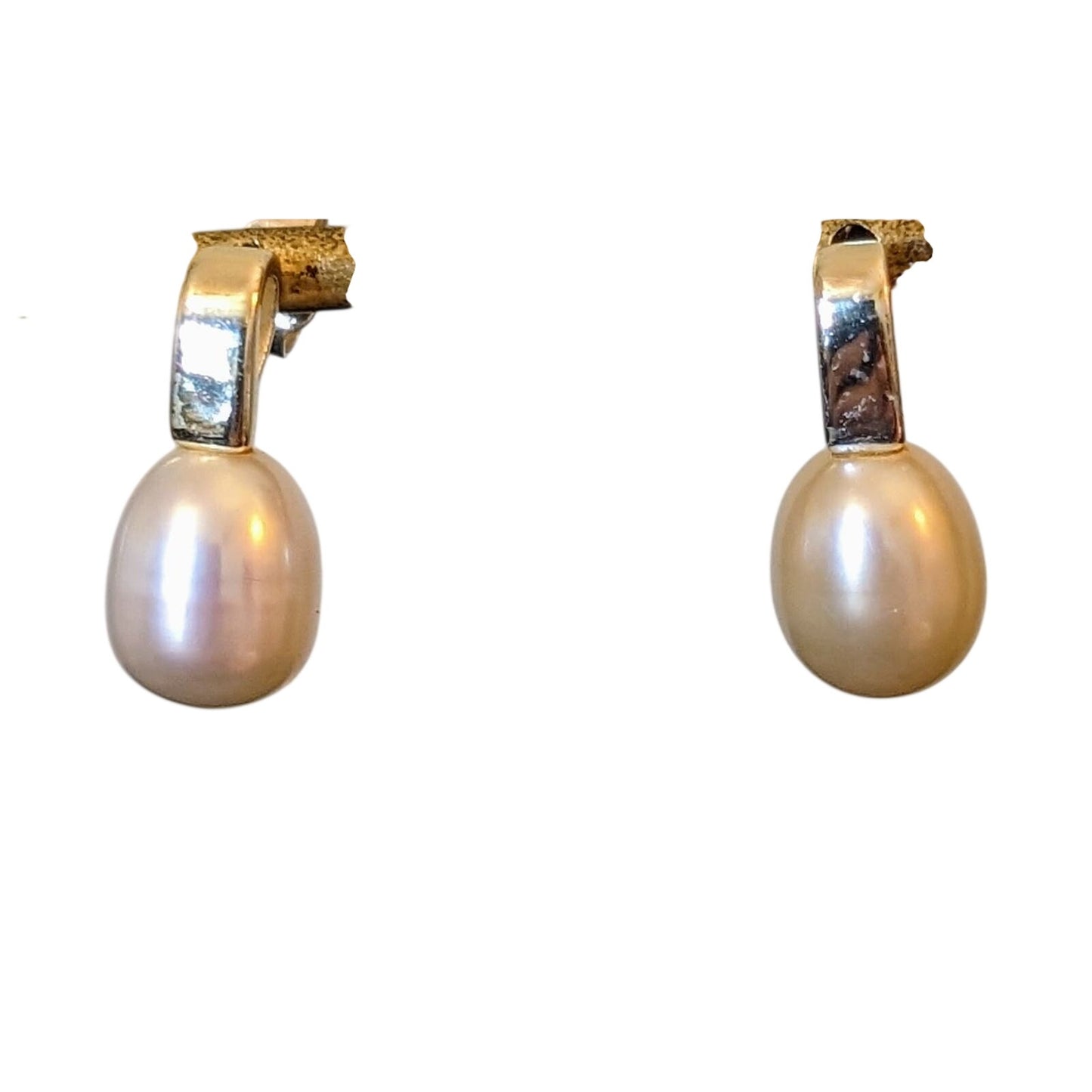 Marked 925 Sterling Genuine Pearl Post Earrings