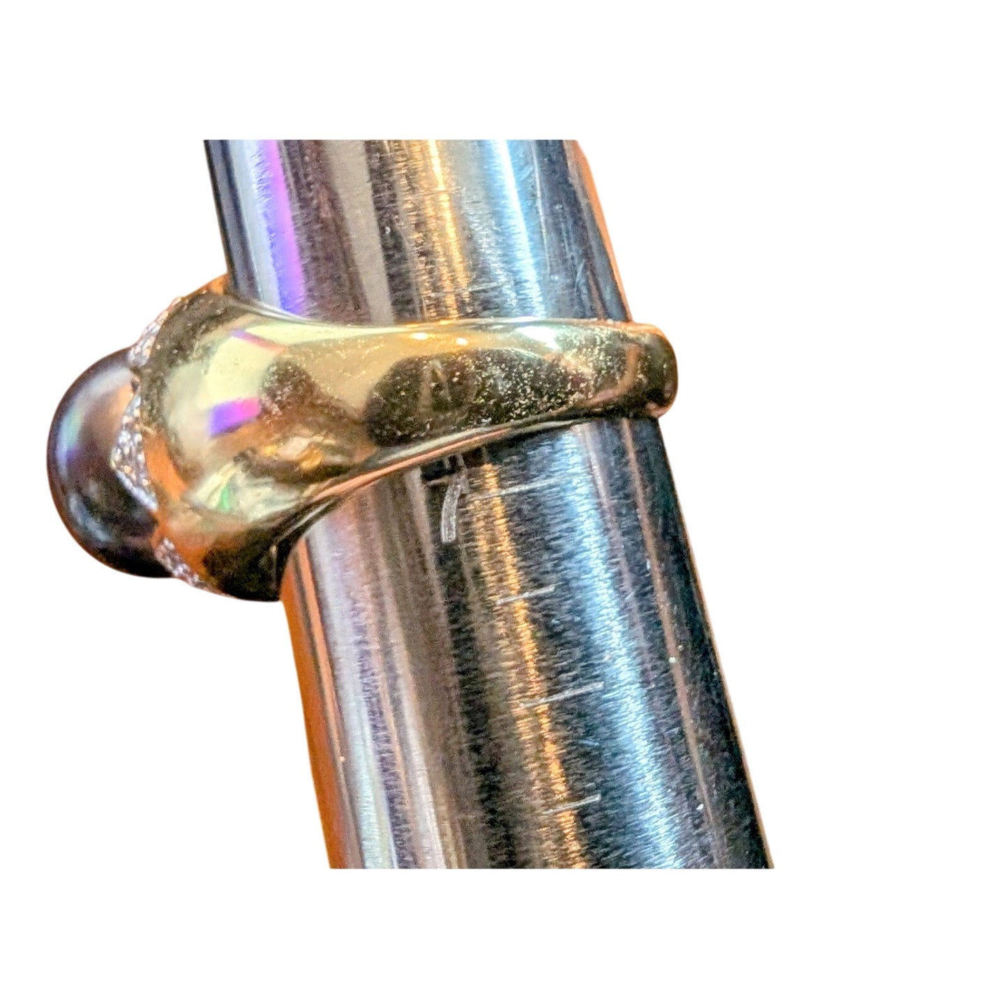 925 Sterling Gold Vermeil Purple Pearl & Diamond Accent Statement Ring Size 6.75