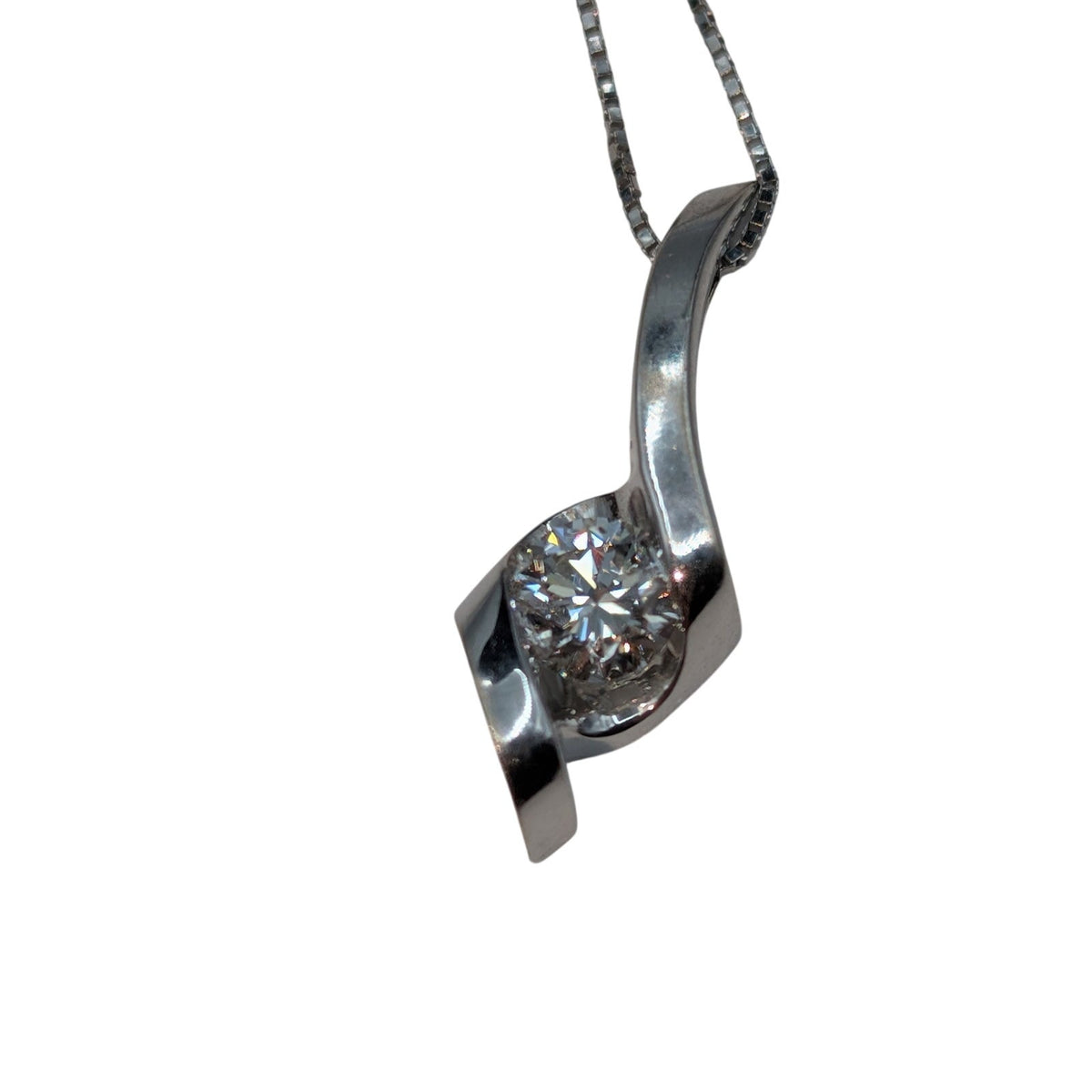 Sirena Collection 14K White Gold 1/4 ct Diamond Solitaire Pendant 19" Necklace