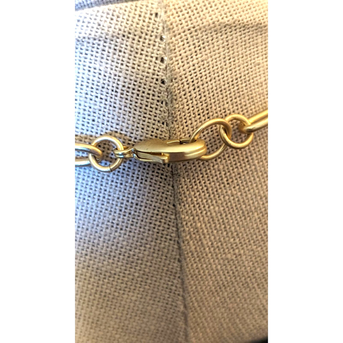 Navy Faceted Glass Bead Gold Tone Heart Pendant & Paper Clip 18" Necklace